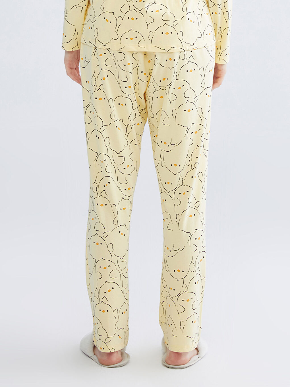 Sarı Beli Lastikli Baskılı Kadın Pijama Altı-1