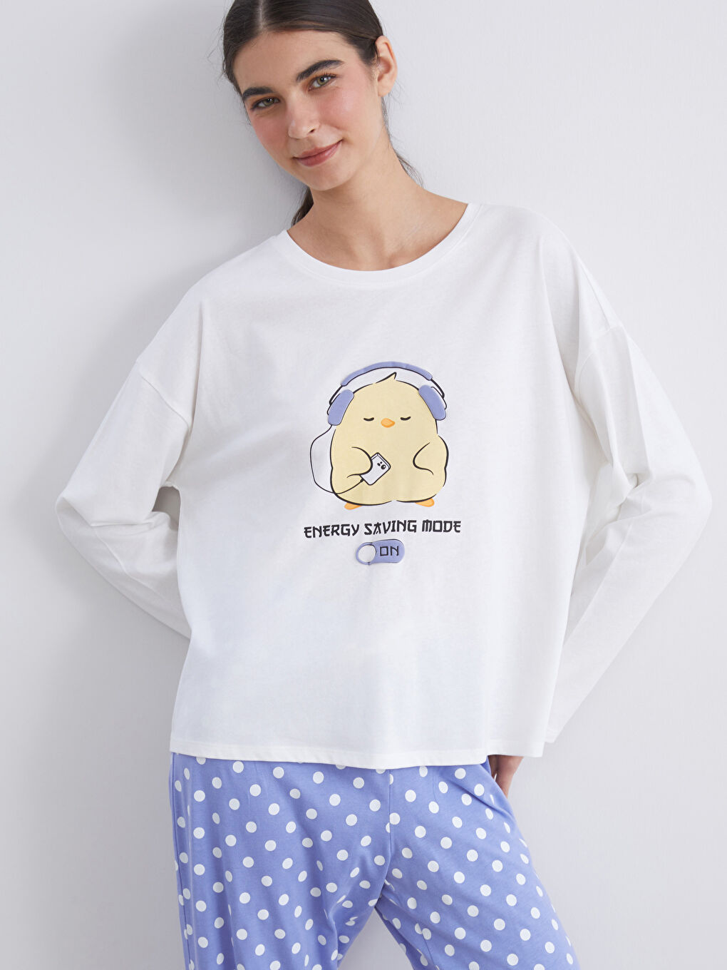 LCW Young Crew Neck Printed Women's Pyjama Set -W56357Z8-LSB