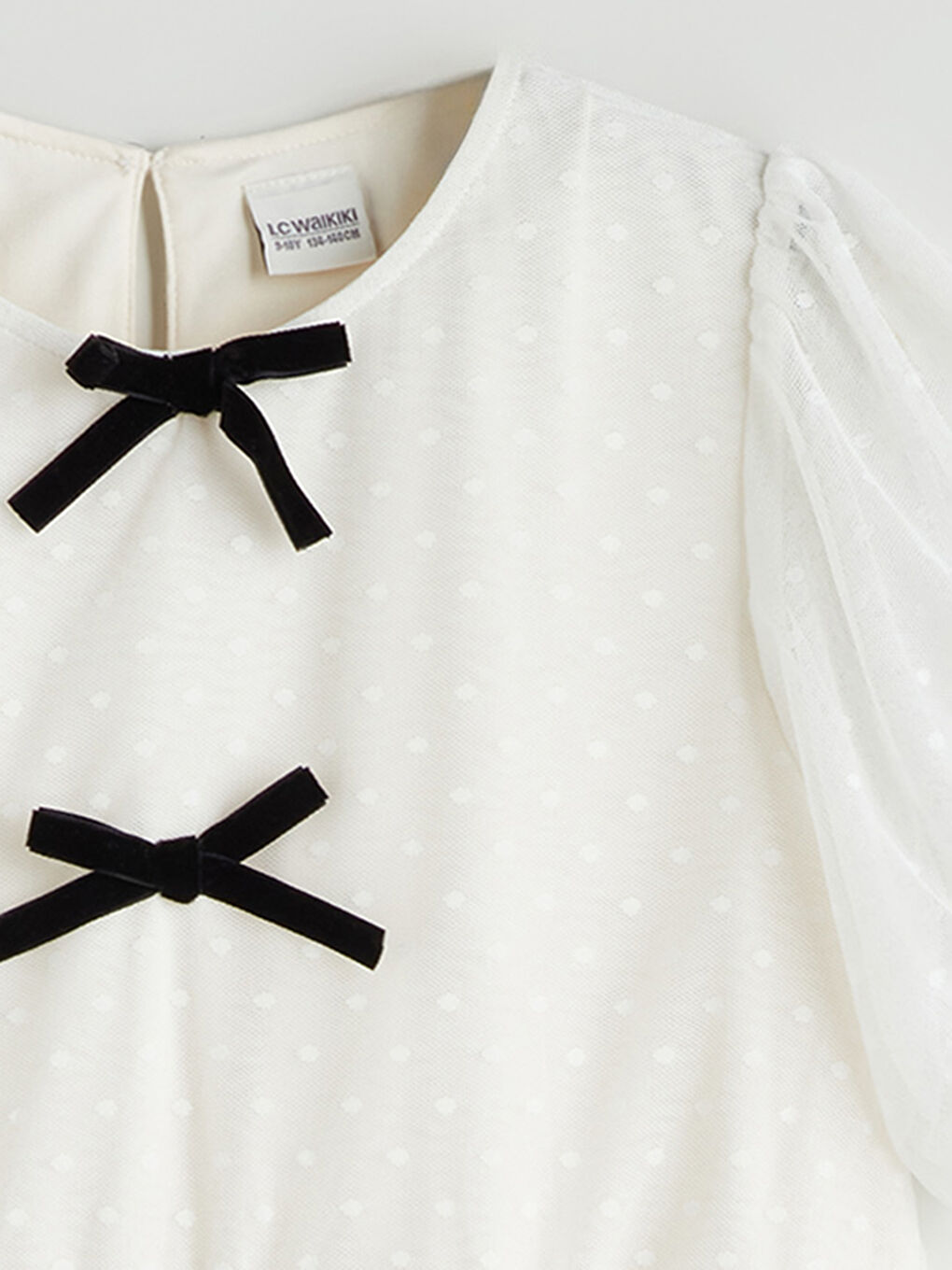 LCW Kids Crew Neck Bow Detailed Girls' Dress -W56362Z4-R9J