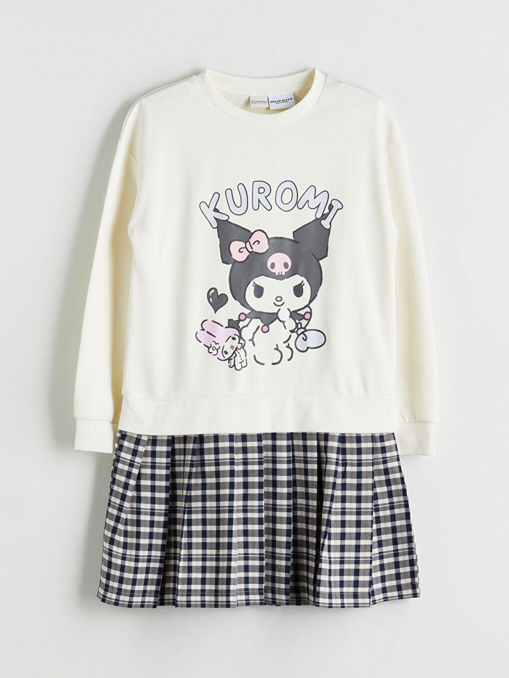 LCW Kids Crew Neck Kuromi Printed Girls' Dress -W56375Z4-FDJ