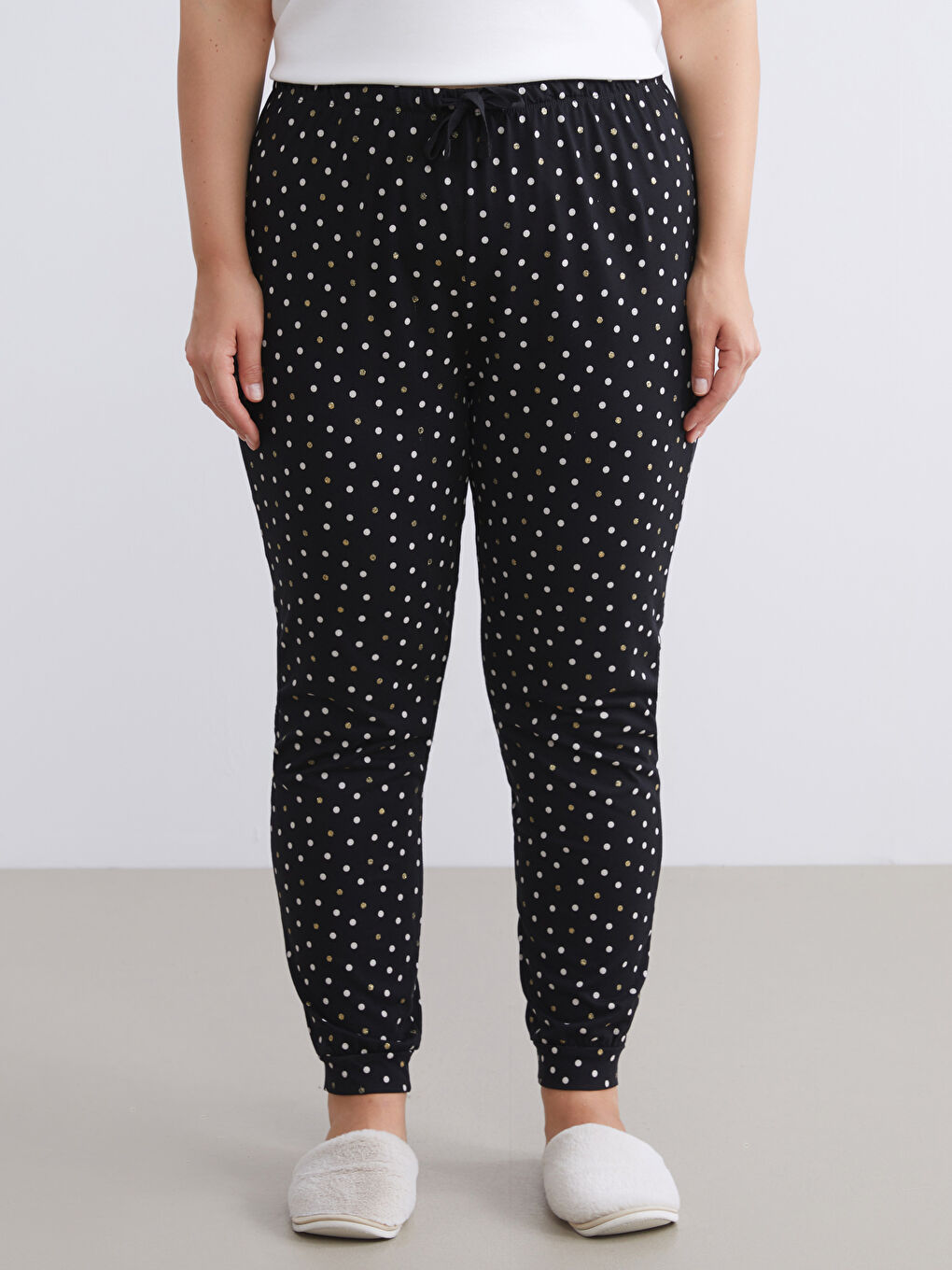Elasticated Waist Polka Dot Women's Jogger Pyjama Bottoms-5