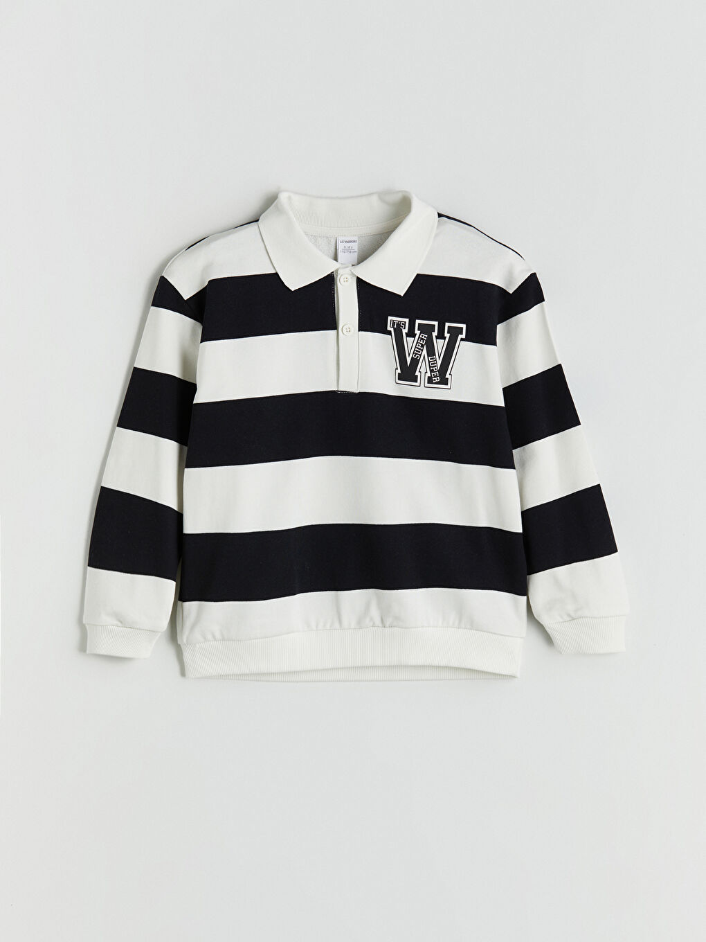 Siyah Polo Yaka Erkek Çocuk Sweatshirt