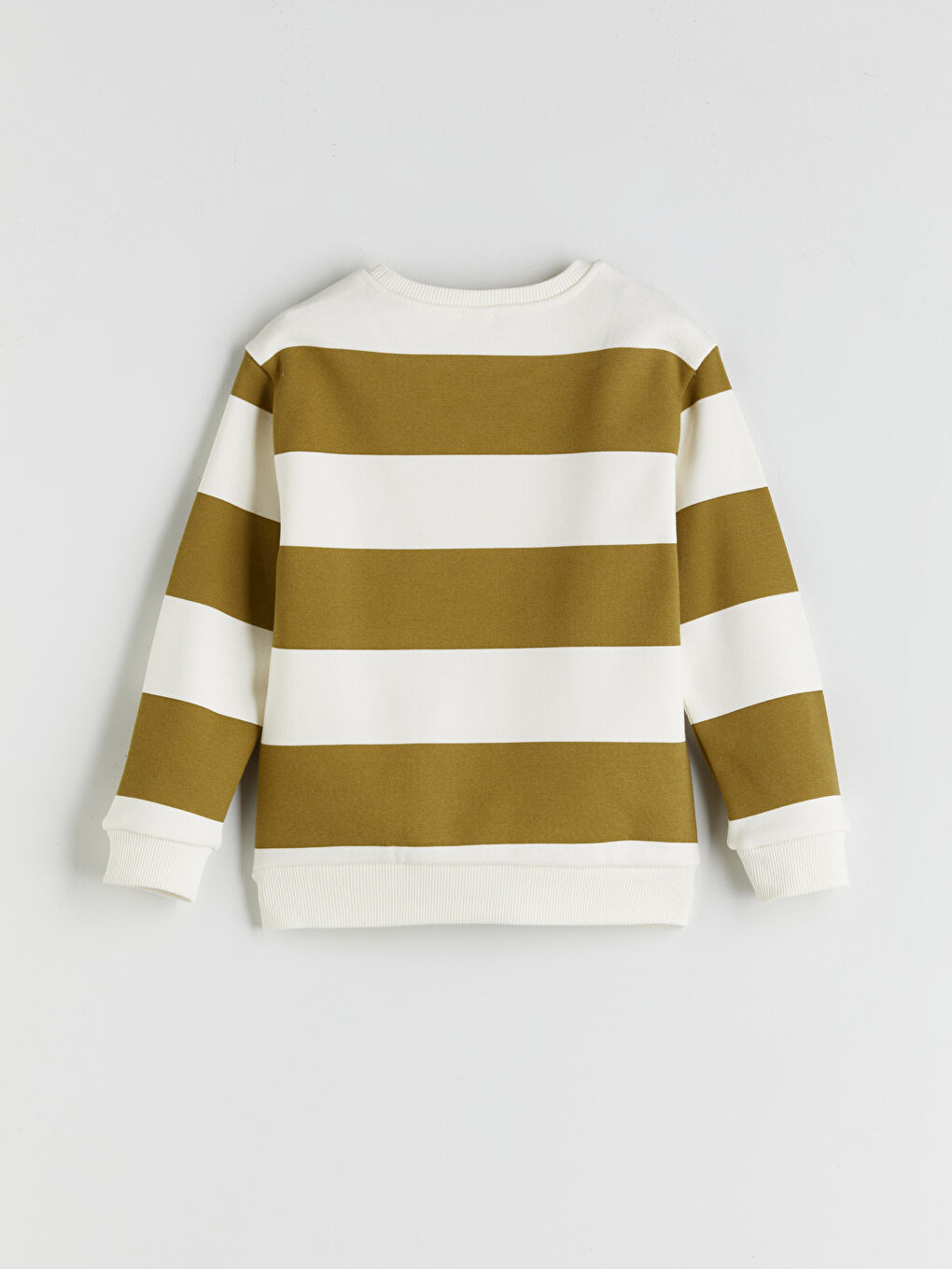 Bej Çizgili Erkek Çocuk Kalın Sweatshirt-1