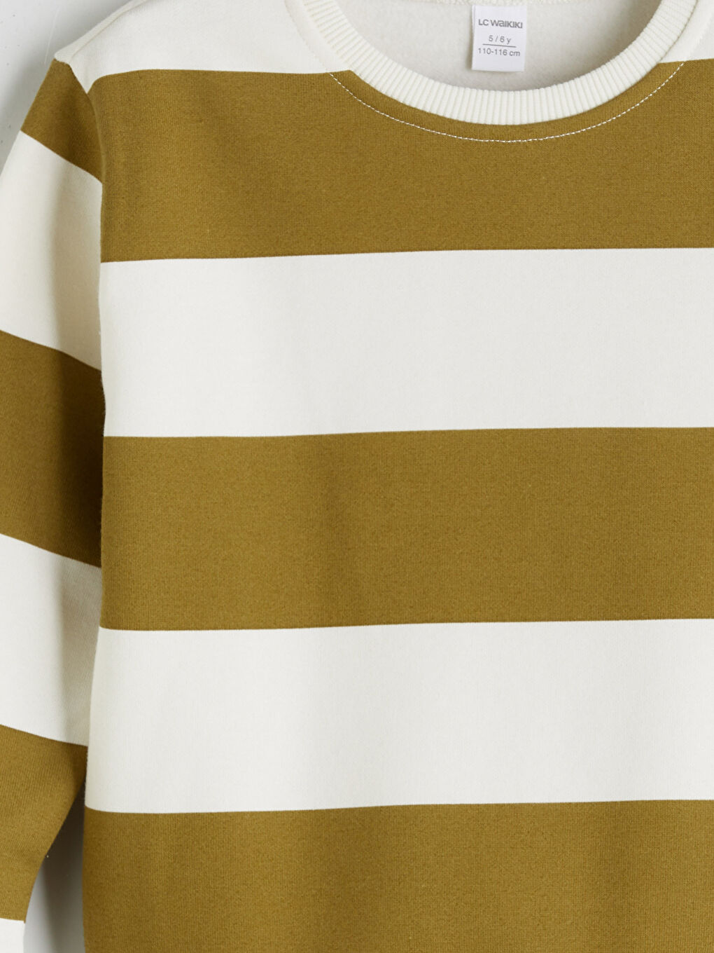 Bej Çizgili Erkek Çocuk Kalın Sweatshirt-2