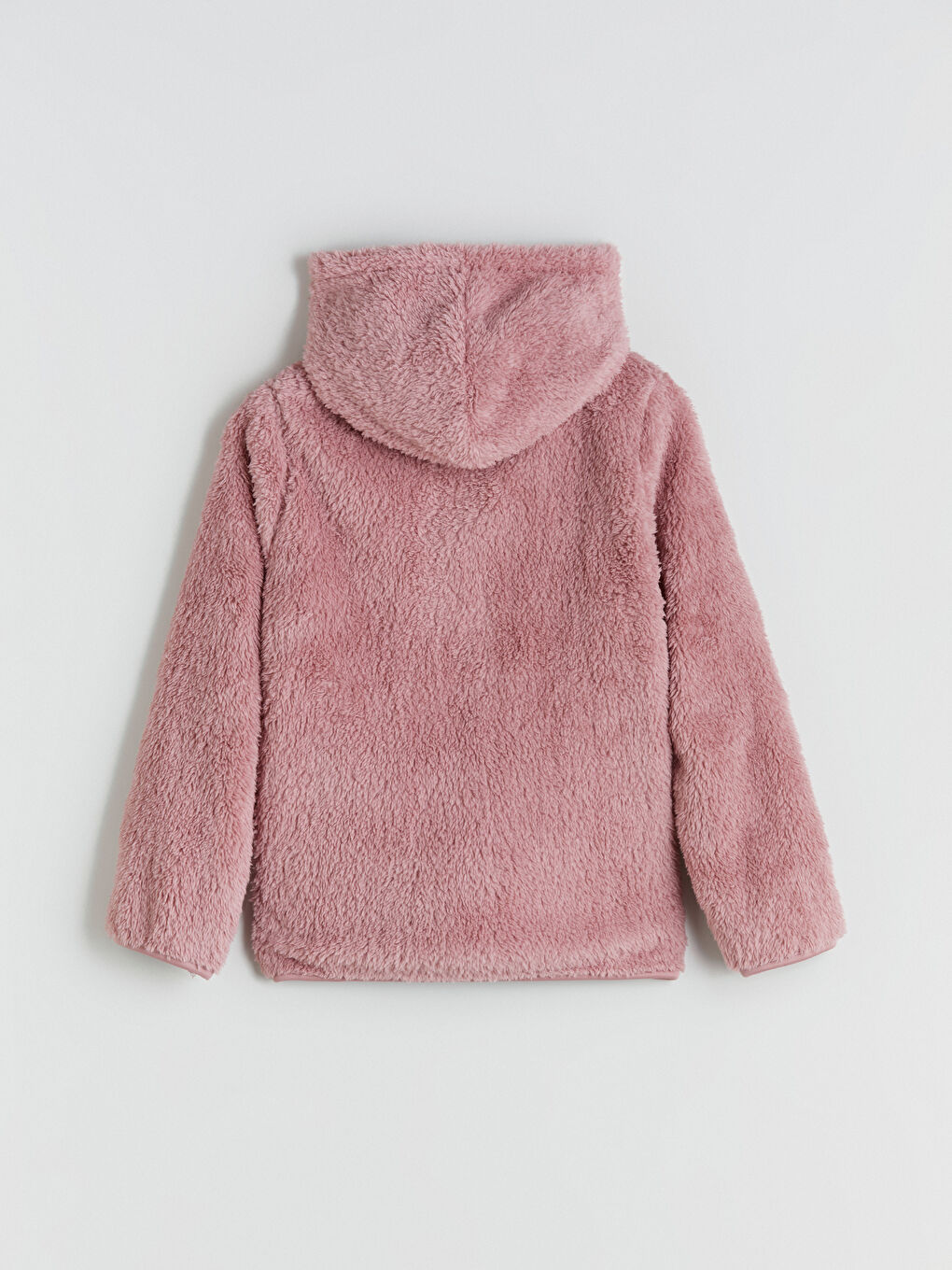 Lila Kapüşonlu Pelüş Kız Çocuk Fermuarlı Sweatshirt-2
