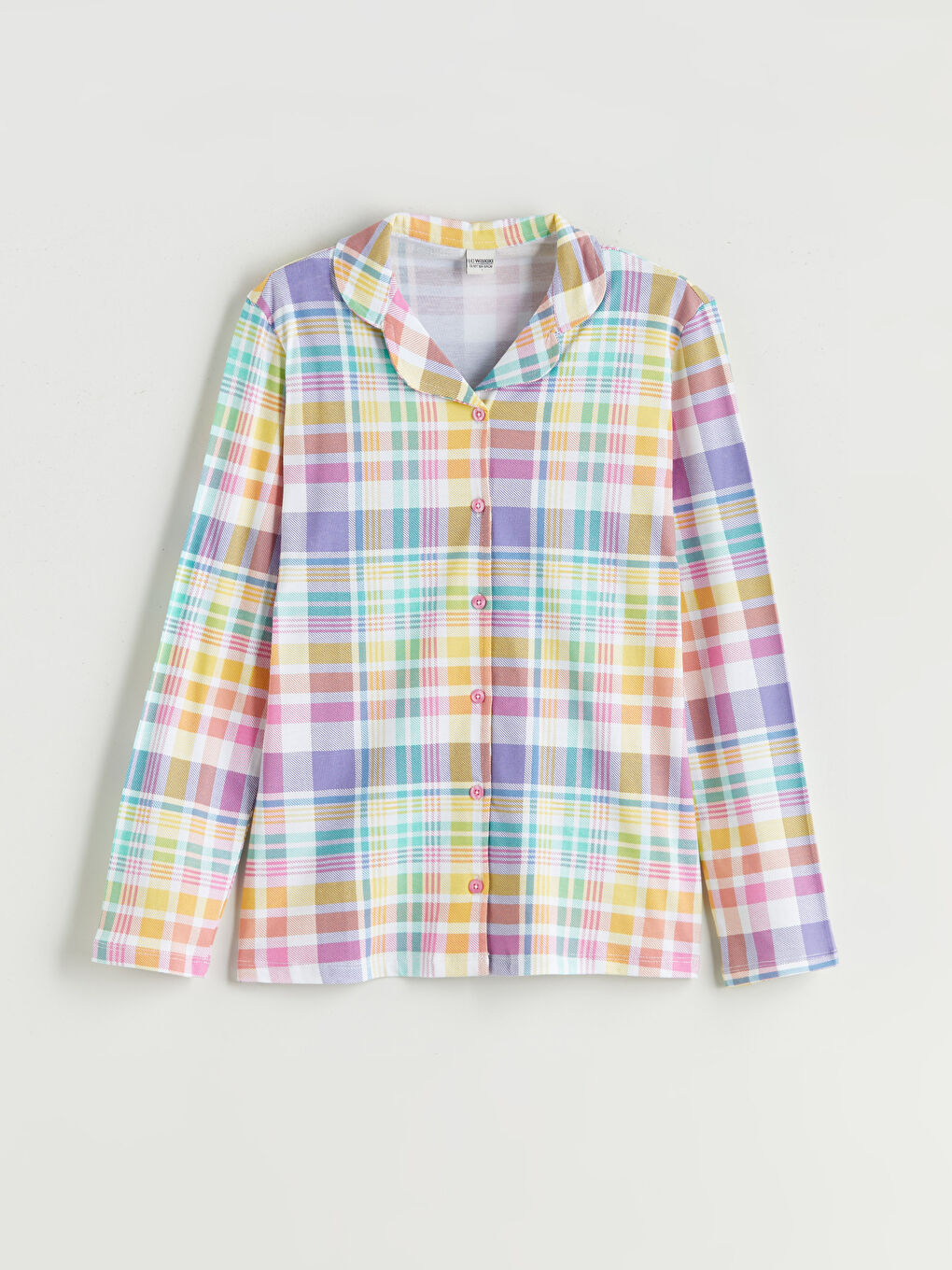 Collared Neck Plaid Girls' Pyjama Set-1