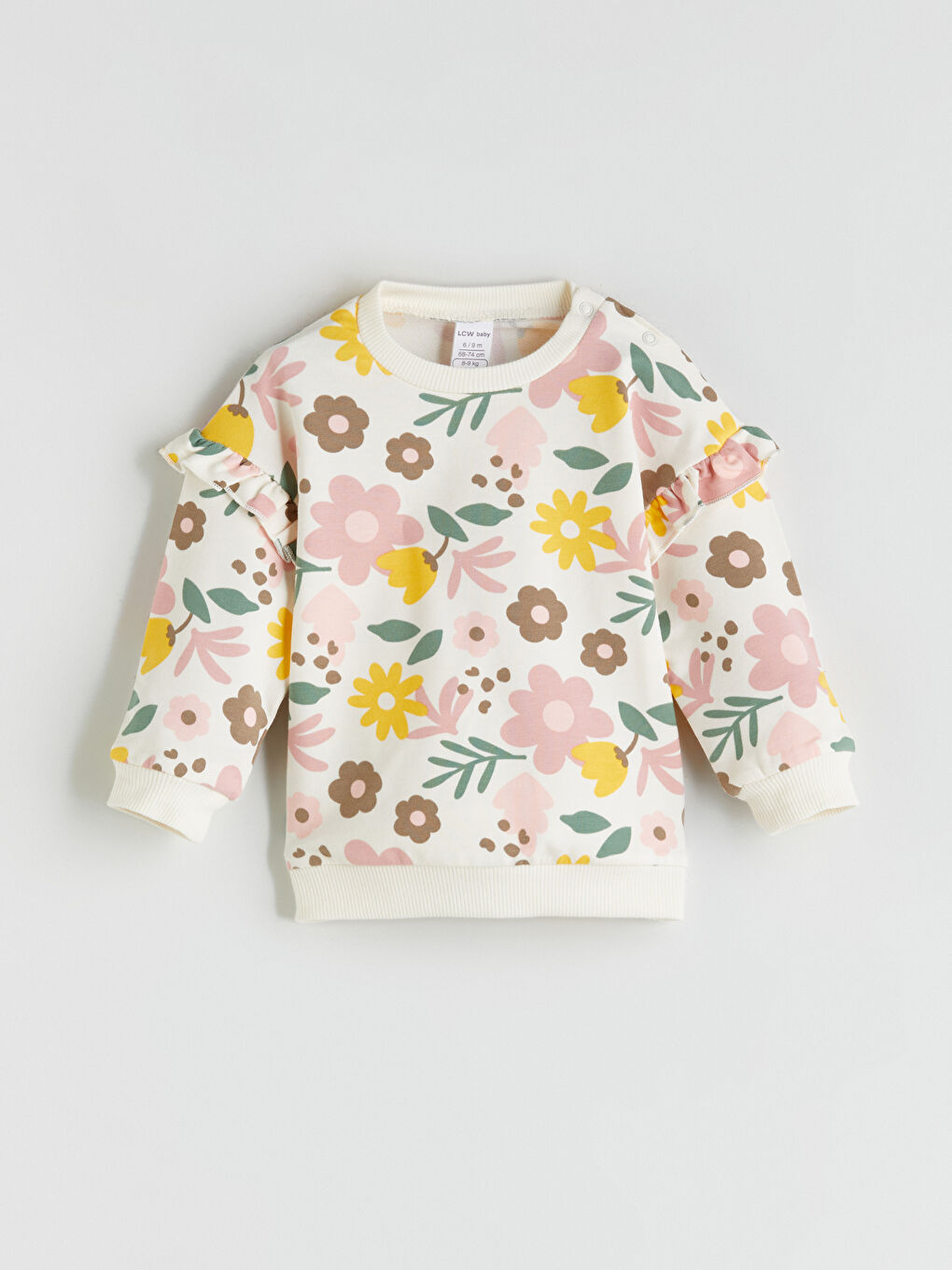 Ensemble Sweat-Shirt et Pantalon de Survêtement Bébé Fille Floral Col Rond 2 Pièces-1