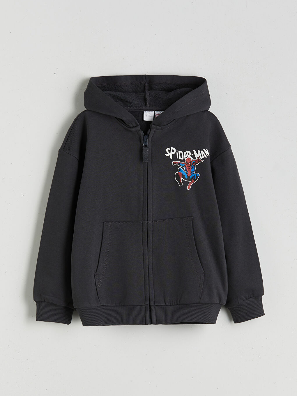 Antrasit Spider-Man Baskılı Erkek Çocuk Fermuarlı Sweatshirt-2
