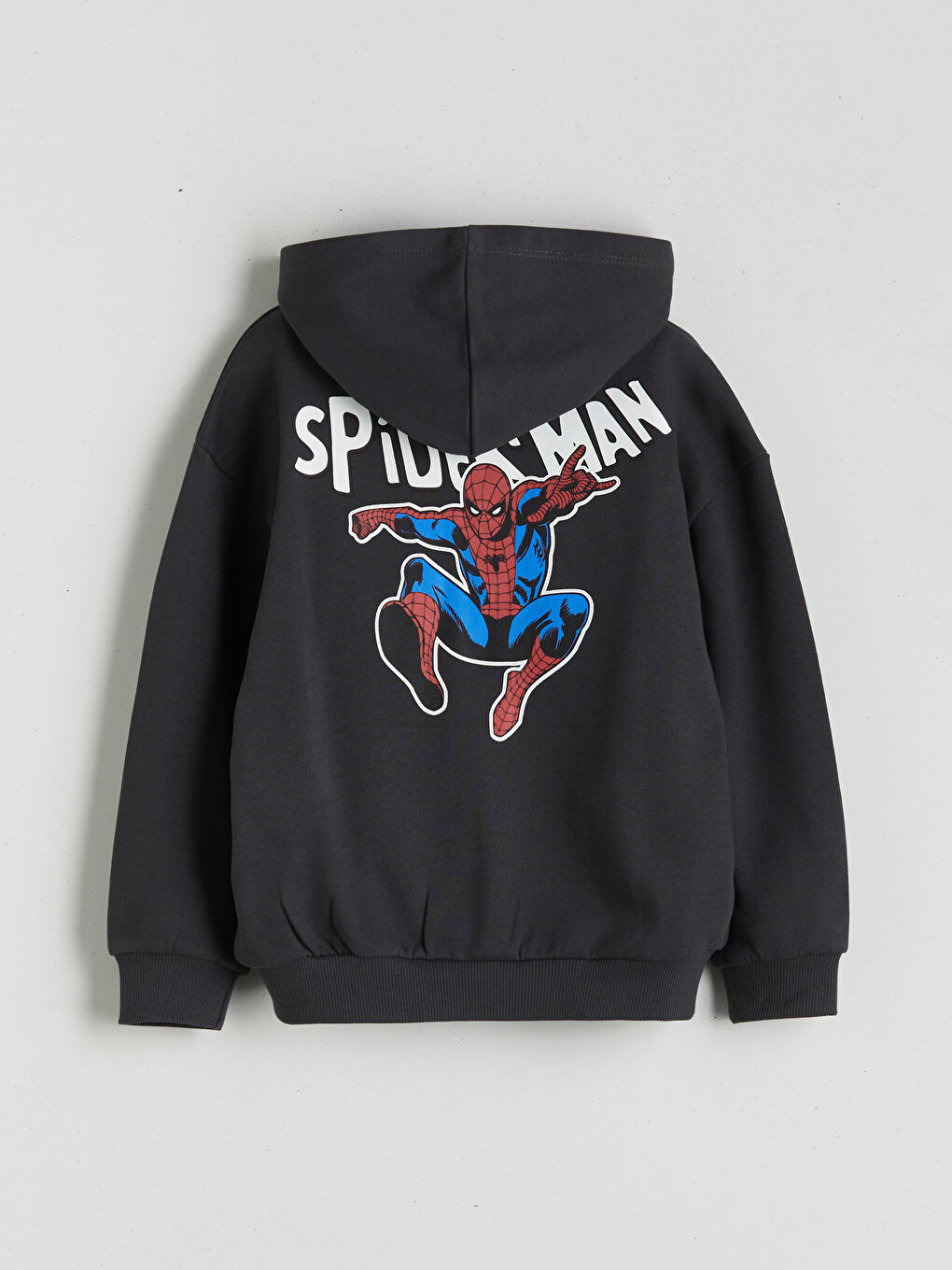 Antrasit Spider-Man Baskılı Erkek Çocuk Fermuarlı Sweatshirt-3