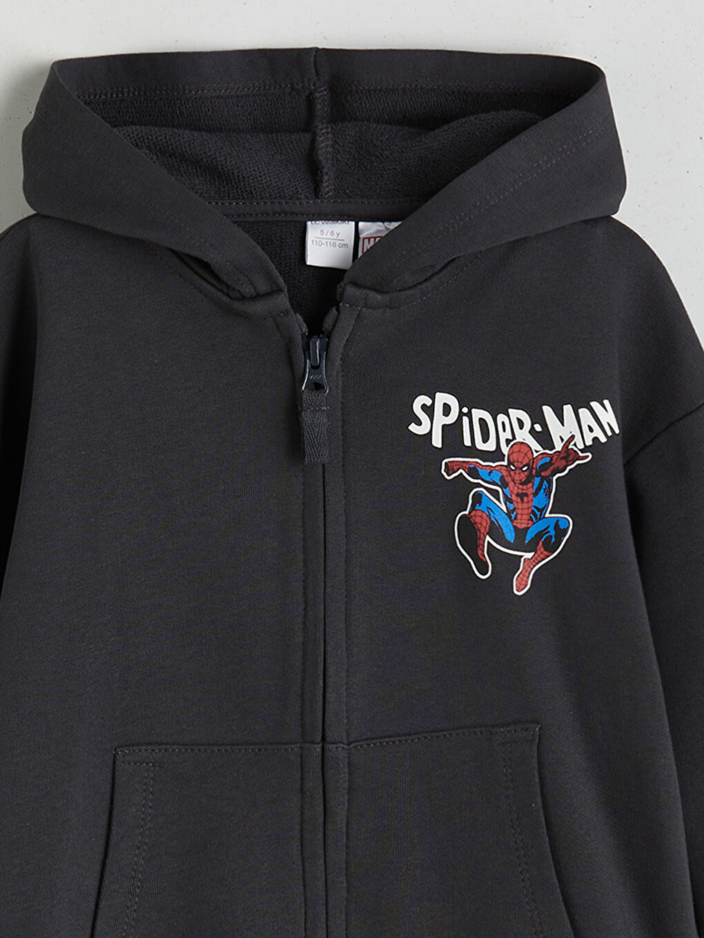 Antrasit Spider-Man Baskılı Erkek Çocuk Fermuarlı Sweatshirt-4