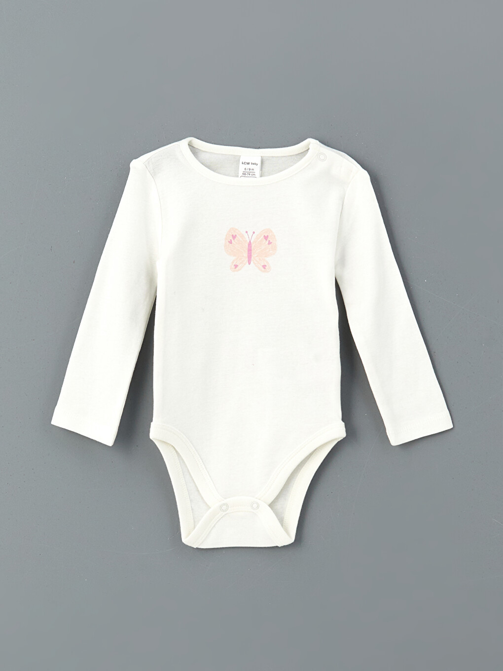 Ekru Desenli Kız Bebek Çıtçıtlı Body