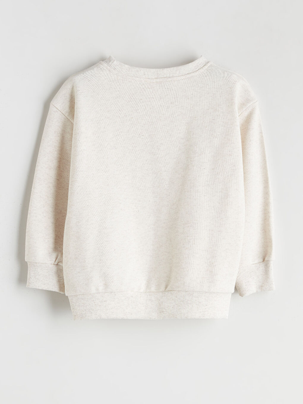 Beyaz Bisiklet Yaka Uzun Kollu Erkek Çocuk Sweatshirt-1