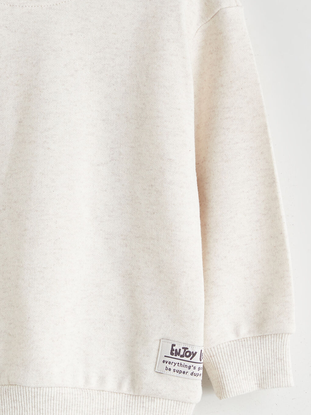 Beyaz Bisiklet Yaka Uzun Kollu Erkek Çocuk Sweatshirt-2