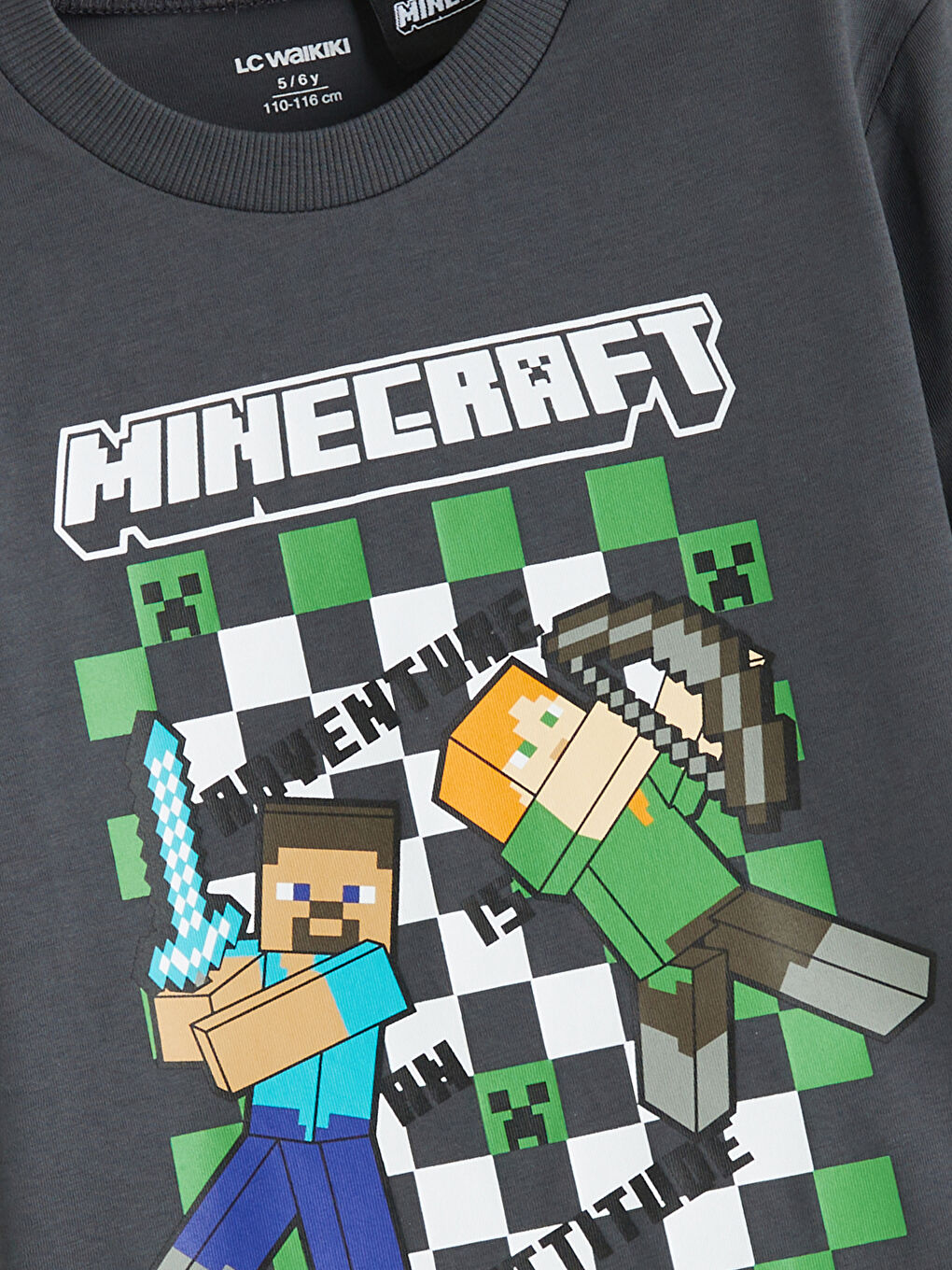 Antrasit Minecraft Baskılı Erkek Çocuk Tişört-2