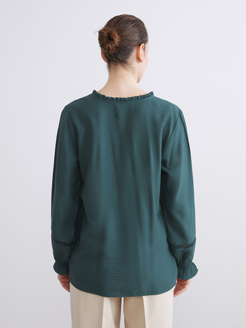 Bluza s vezanjem oko vrata za žene-6