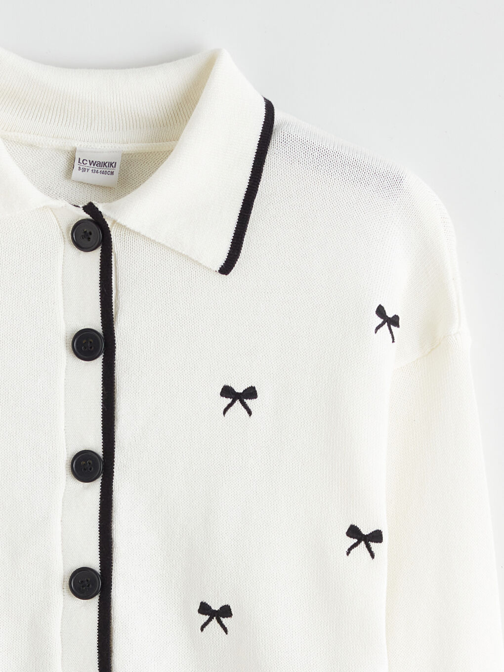 Polo Neck Girls' Knitwear Cardigan-1