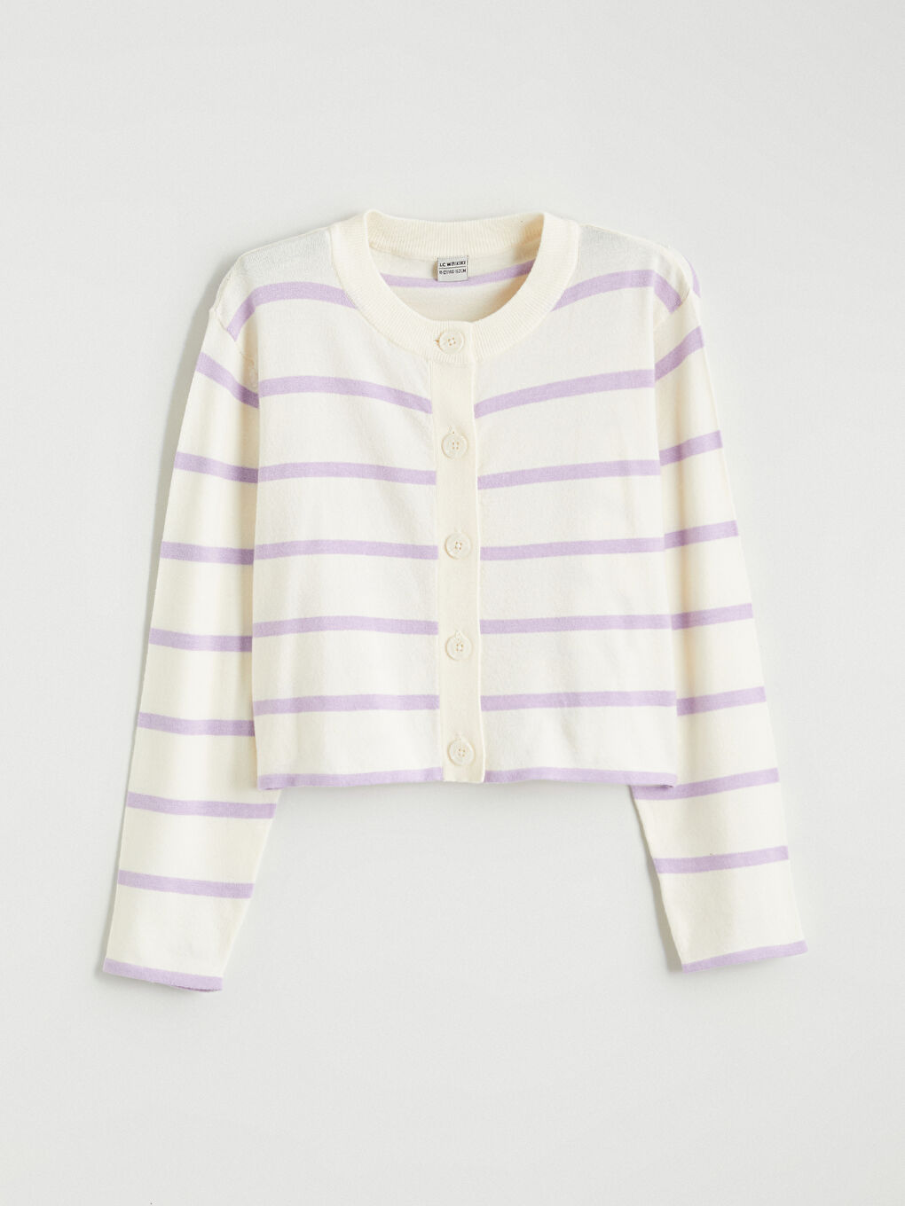 Crew Neck Girls Knitted Cardigan