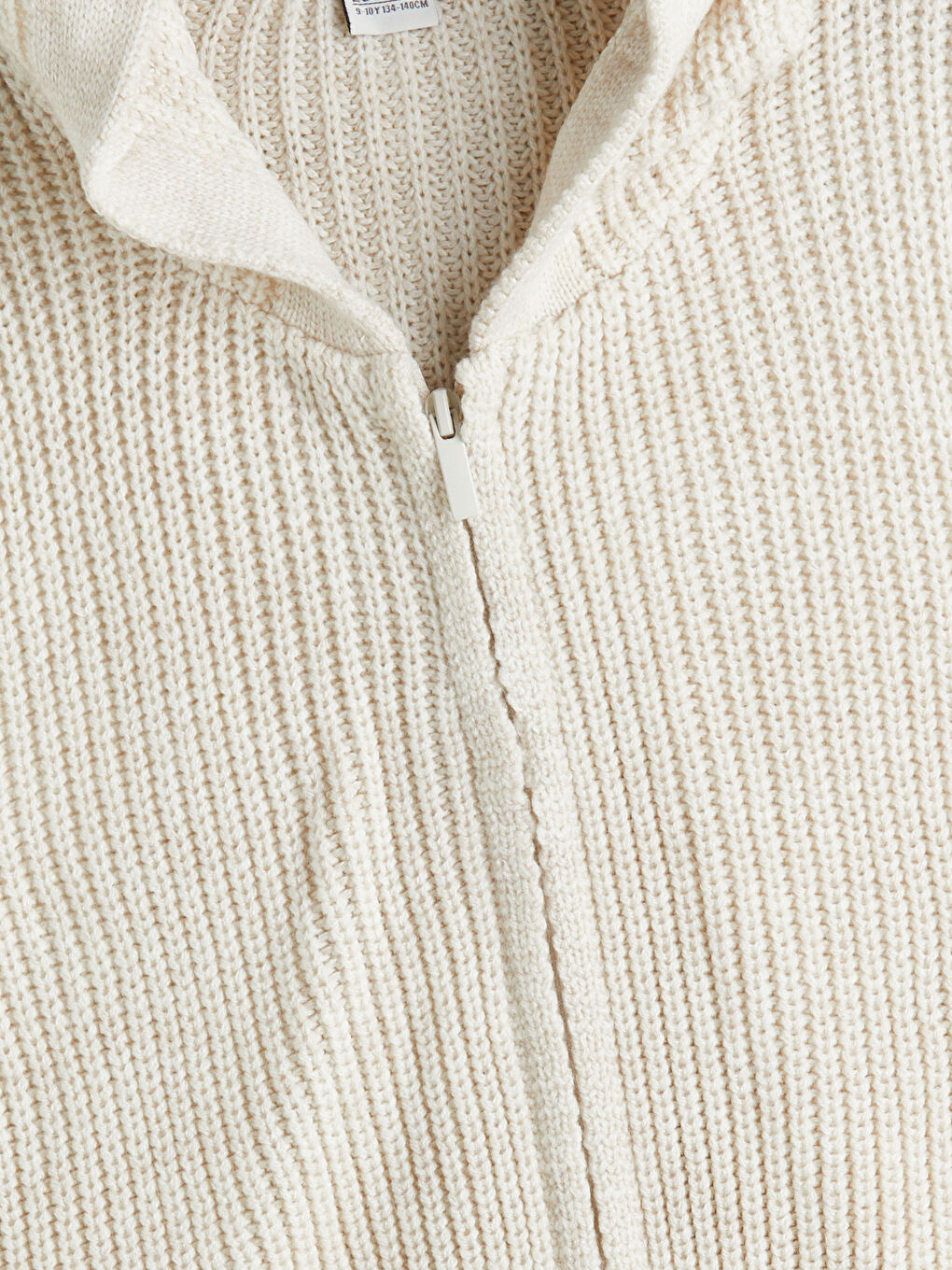 Bej Kapüşonlu Kız Çocuk Triko Yelek-1