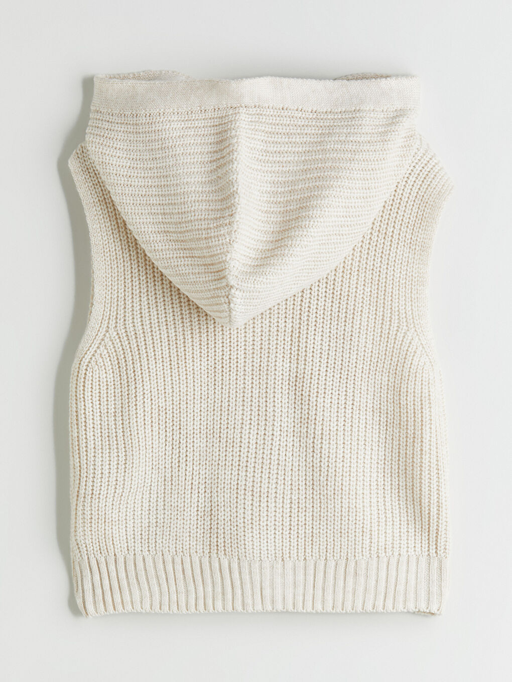 Bej Kapüşonlu Kız Çocuk Triko Yelek-2