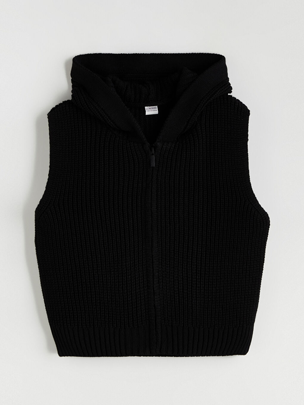 Siyah Kapüşonlu Kız Çocuk Triko Yelek