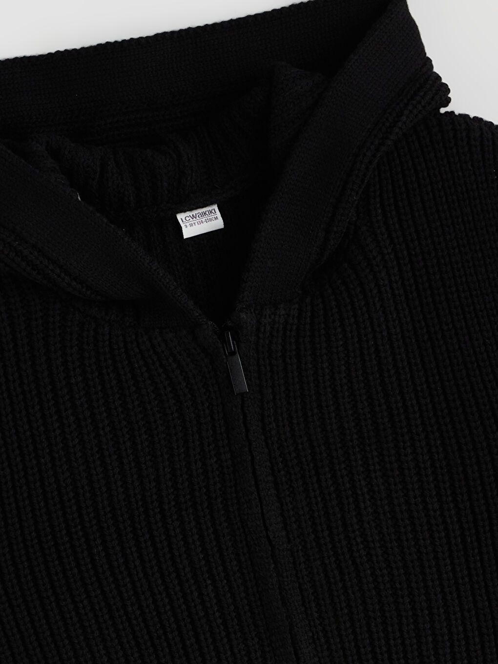 Siyah Kapüşonlu Kız Çocuk Triko Yelek-1