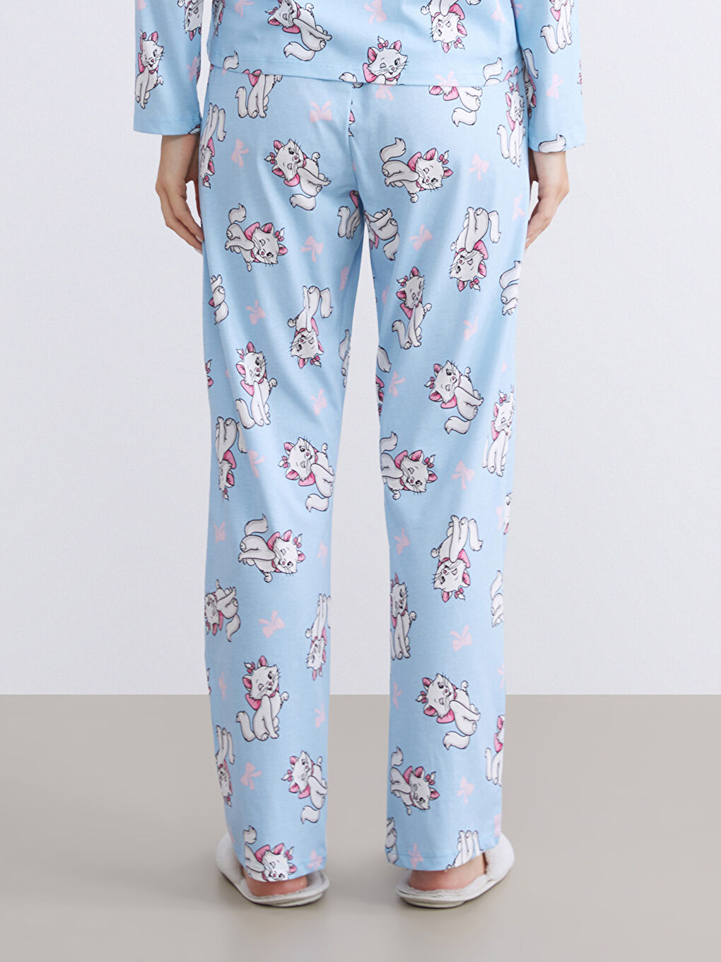 Mavi Beli Lastikli Aristocats Baskılı Kadın Pijama Alt-1
