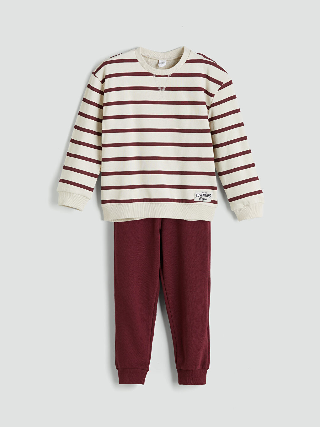 LCW Kids Crew Neck Striped Boys' Sweatshirt and Jogger Bottom 2 Pack -W56648Z1-LQA