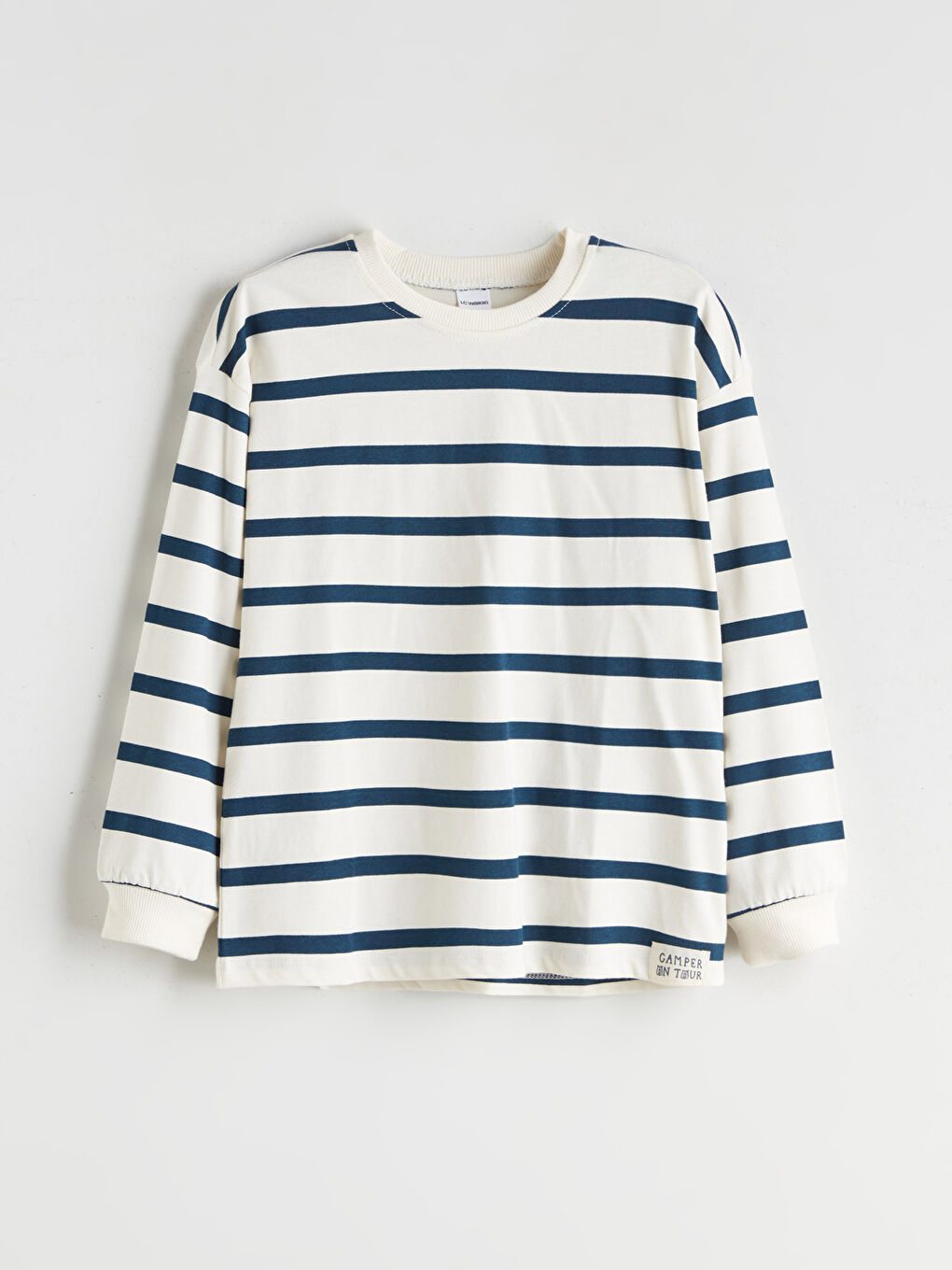 LCW Kids تیشێرت یه‌خه‌ خڕ خەتخەت بۆ کوڕان -W56668Z1-LGS