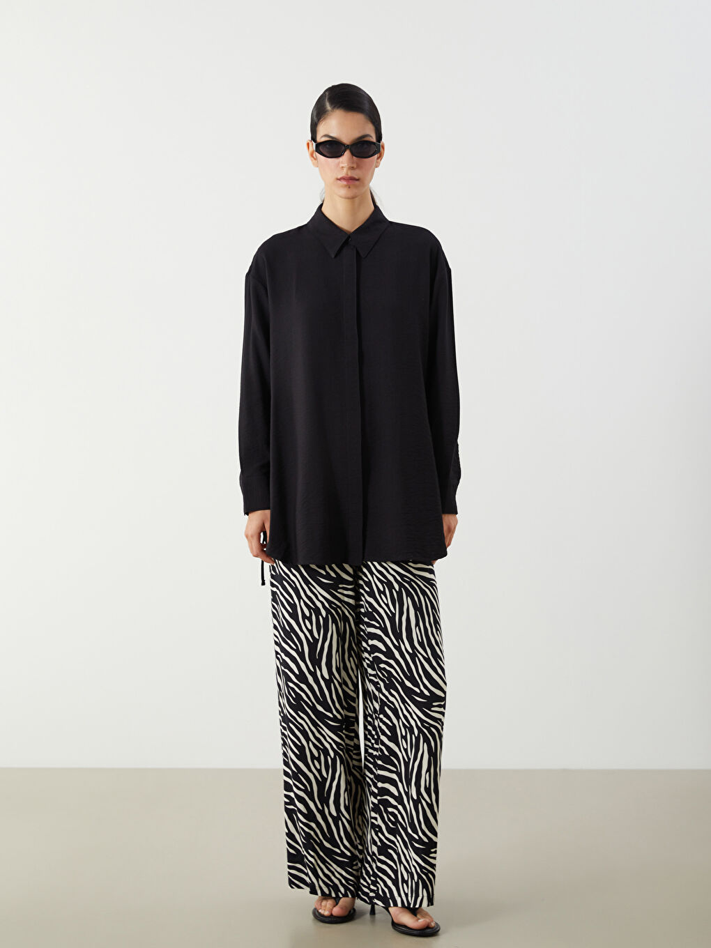LCW Modest Woman BLACK Trousers -W56724Z8-LQJ
