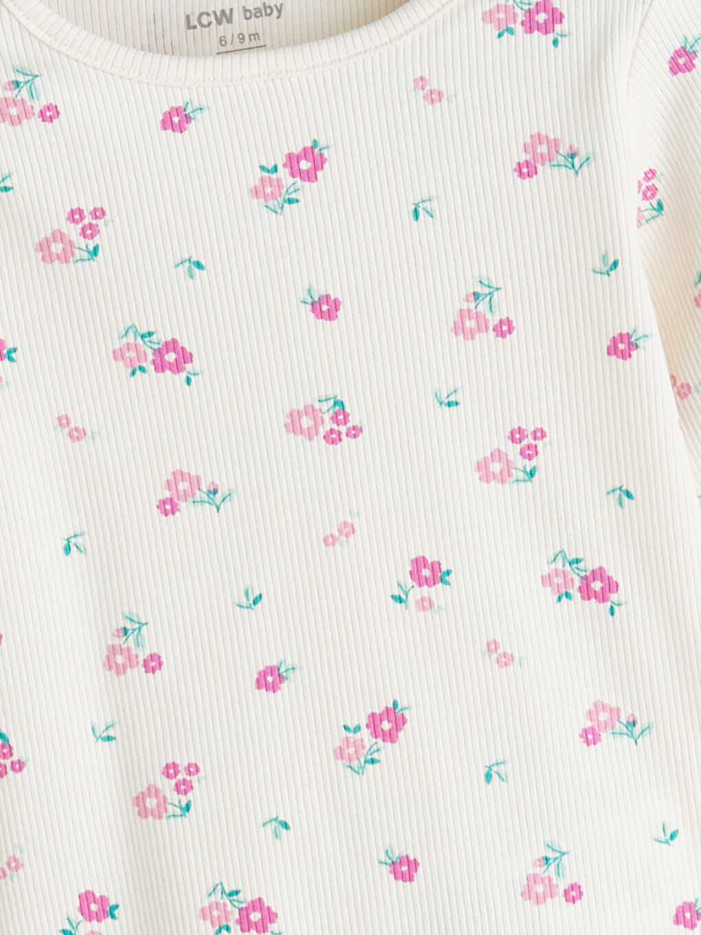 LCW baby Crew Neck Floral Baby Girls' Pyjama Set -W56733Z1-LRA