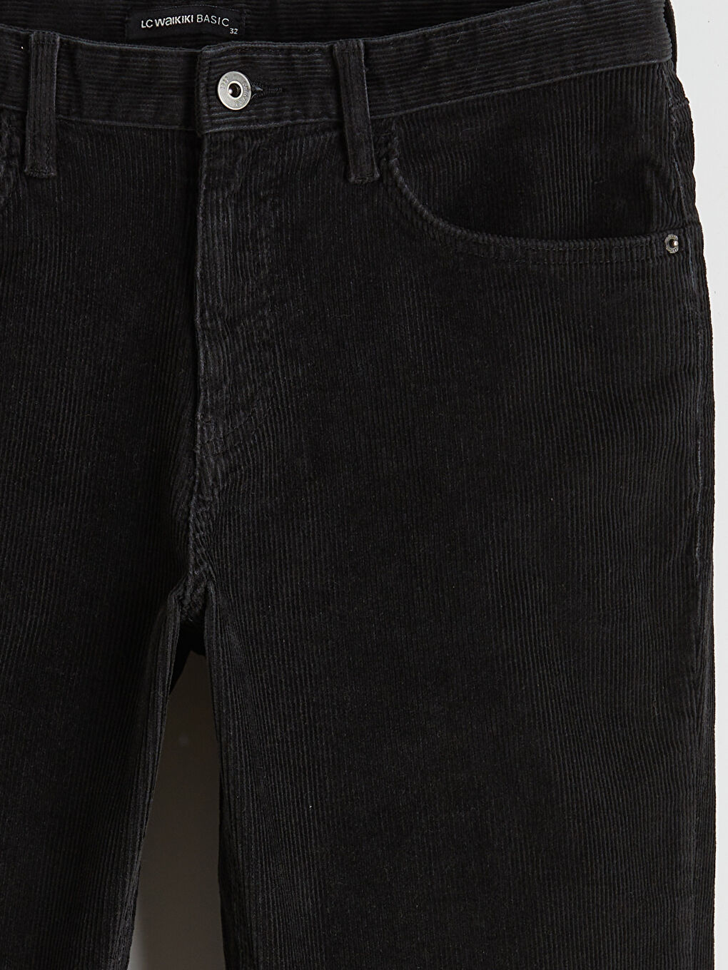 Siyah Standart Kalıp Kadife Erkek Chino Pantolon-7