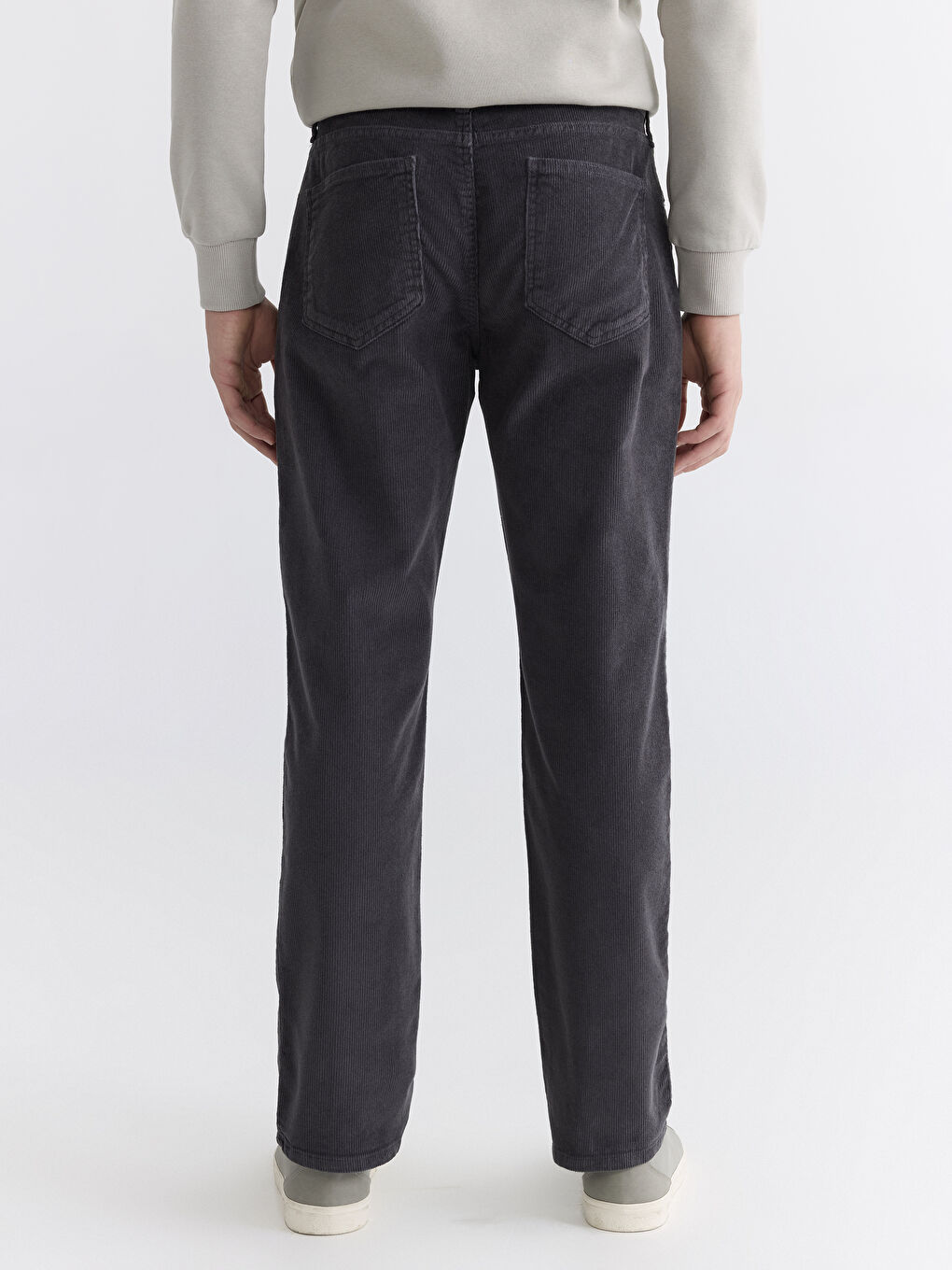 Antrasit Standart Kalıp Kadife Erkek Chino Pantolon-3