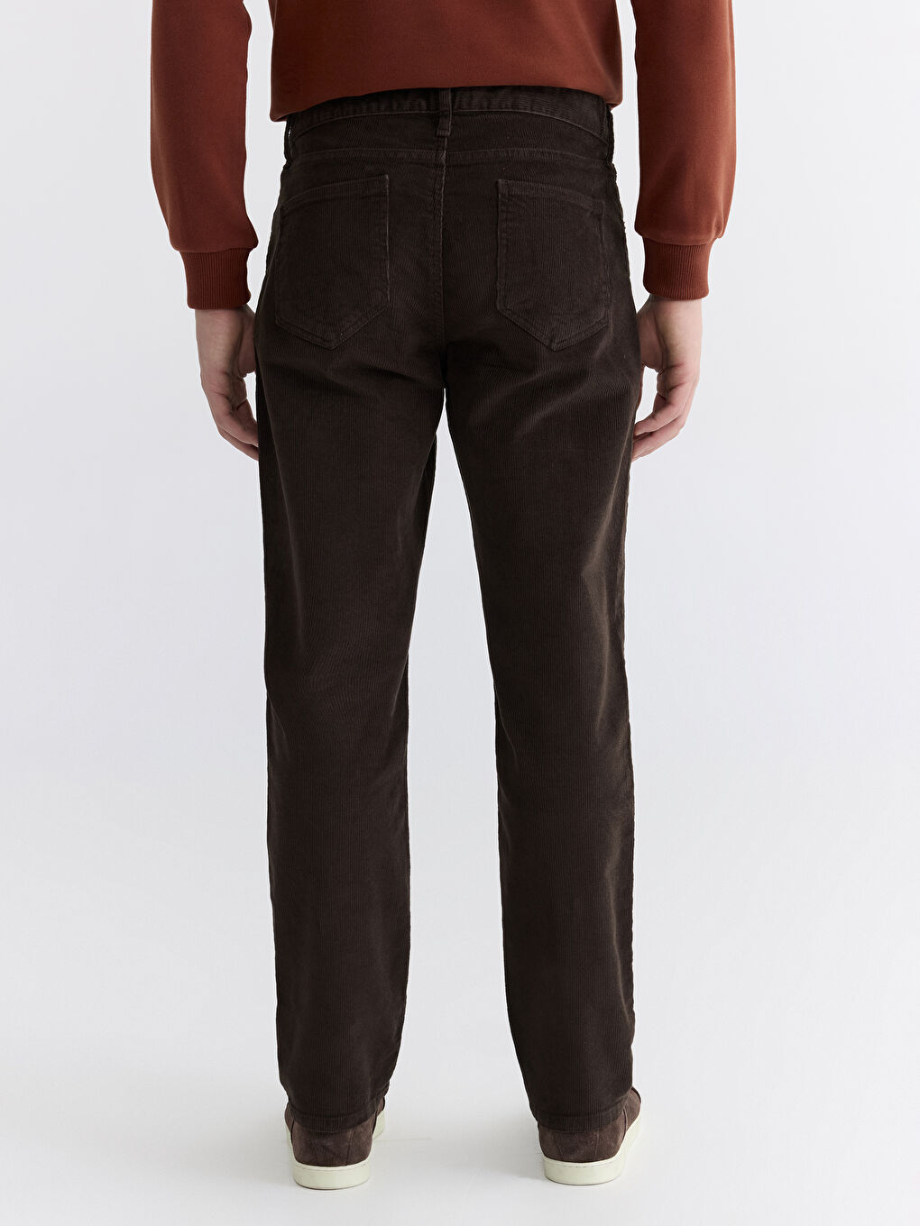 Kahverengi Standart Kalıp Kadife Erkek Chino Pantolon-3