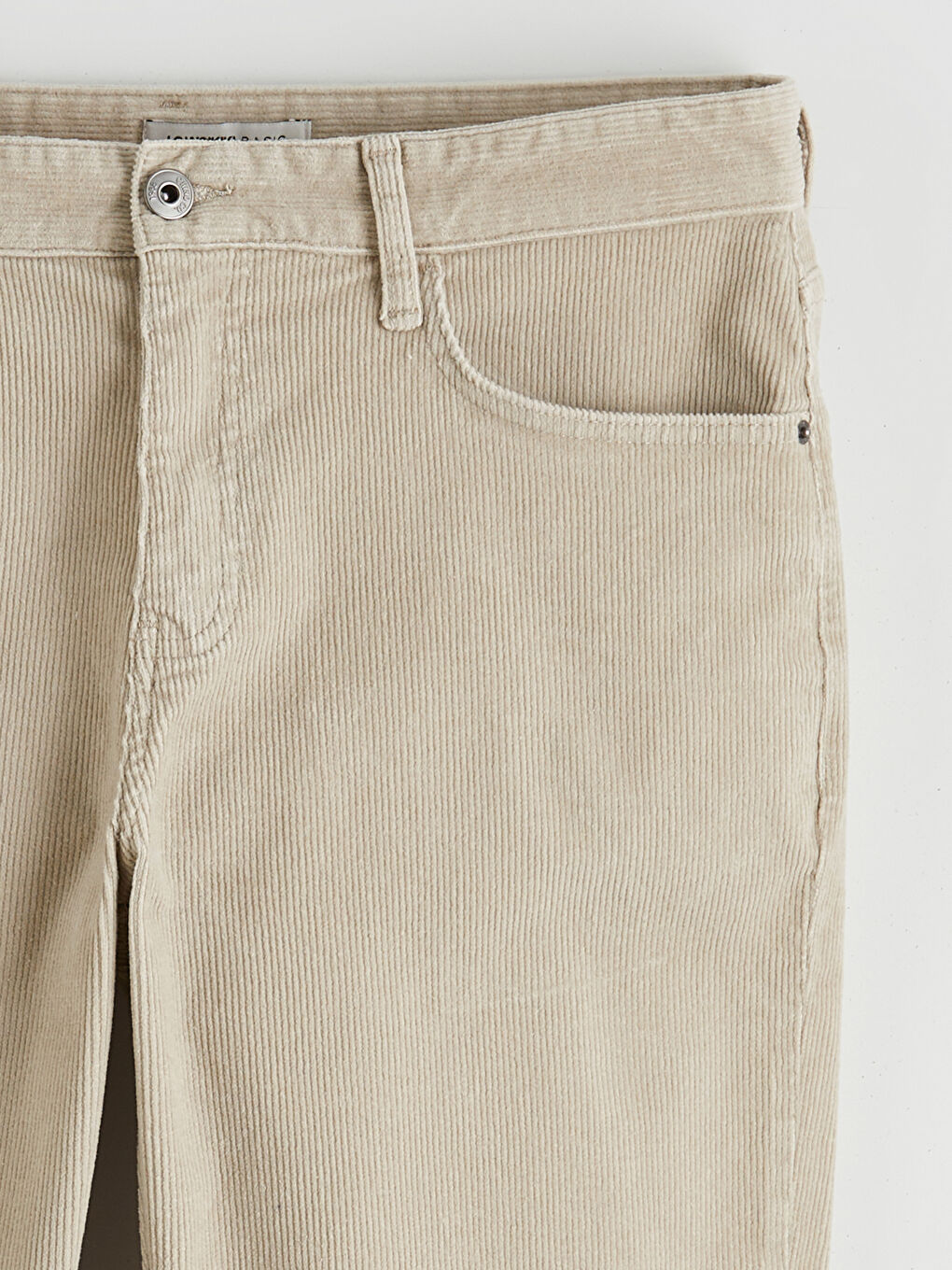 Bej Standart Kalıp Kadife Erkek Chino Pantolon-1