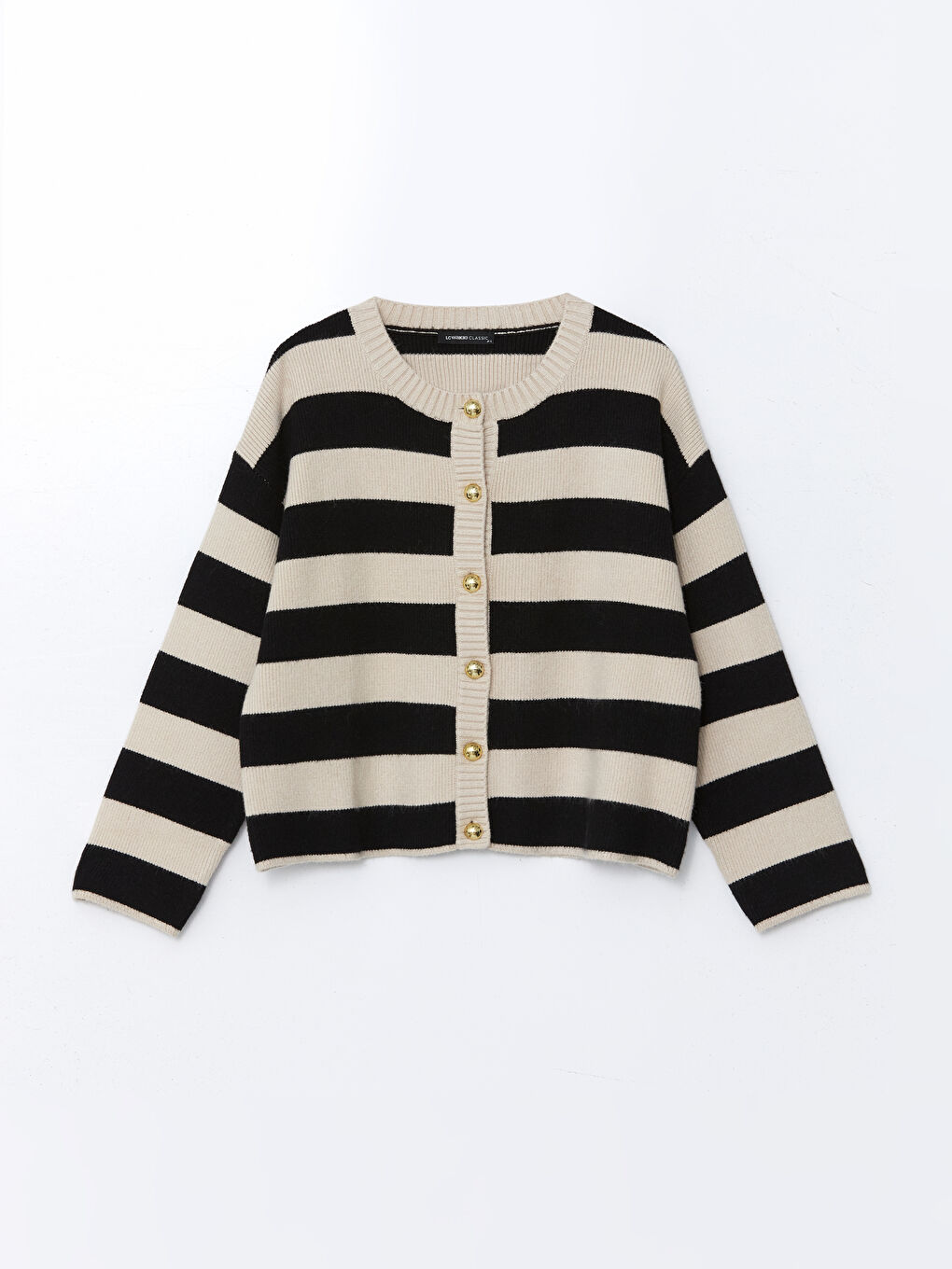 LCWAIKIKI Classic Crew Neck Striped Women's Knitwear Cardigan -W56745Z8-LFC