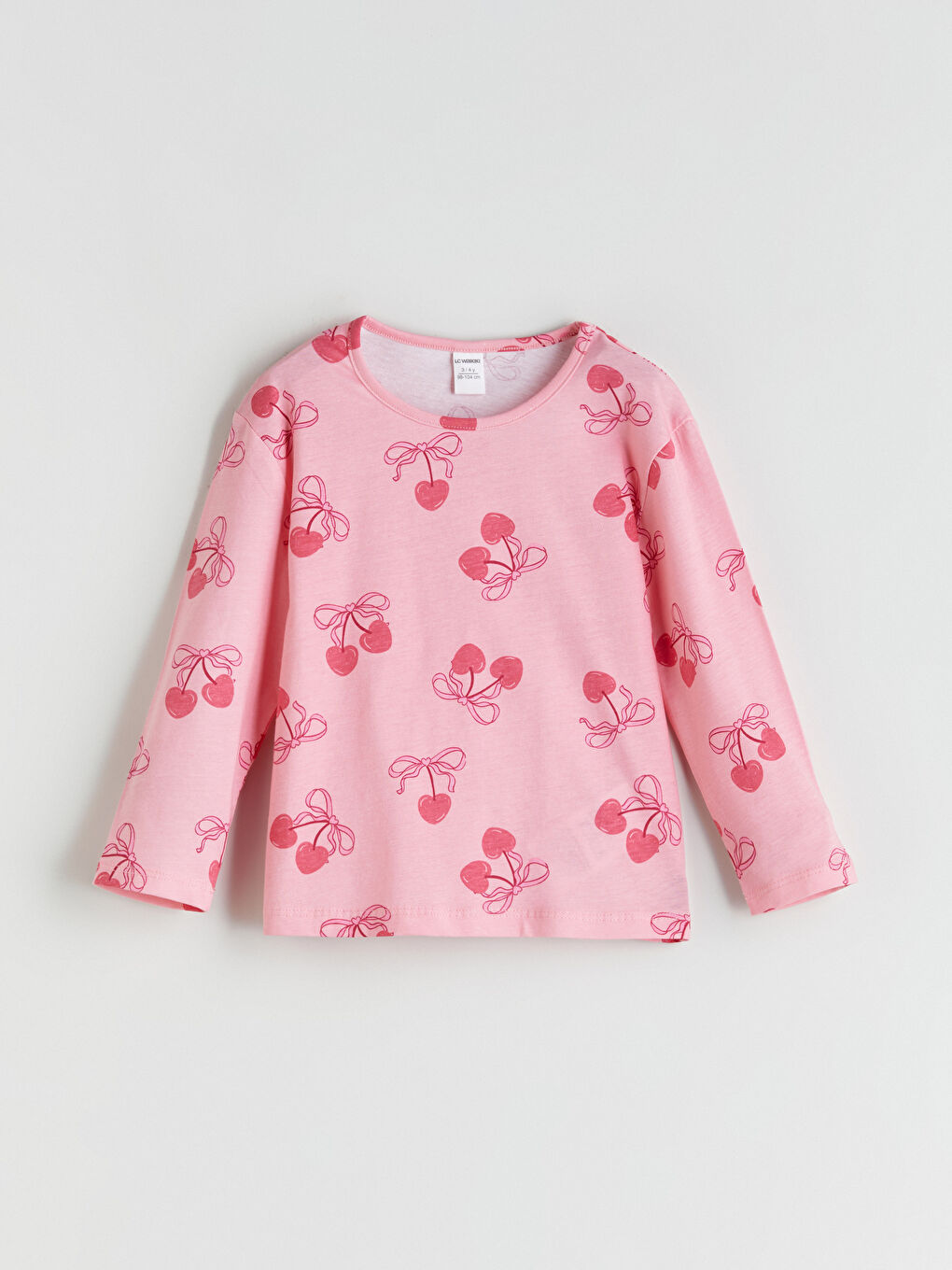 LCW Kids Crew Neck Cherry Printed Girls' T-Shirt -W56753Z1-LT4