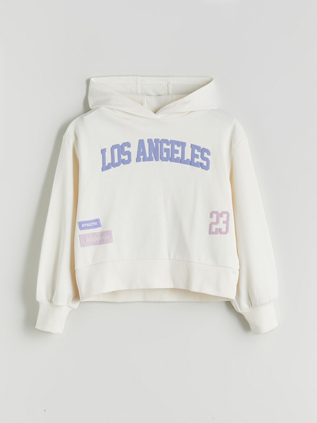 Ekru Kız Çocuk Kapüşonlu Los Angeles Baskılı Sweatshirt