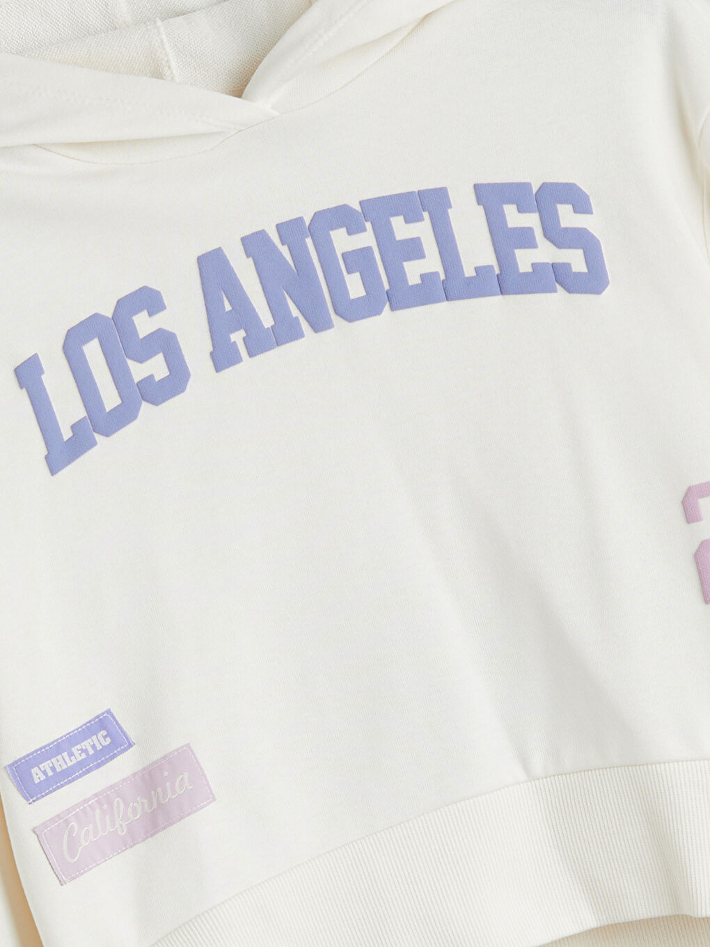 Ekru Kız Çocuk Kapüşonlu Los Angeles Baskılı Sweatshirt-2