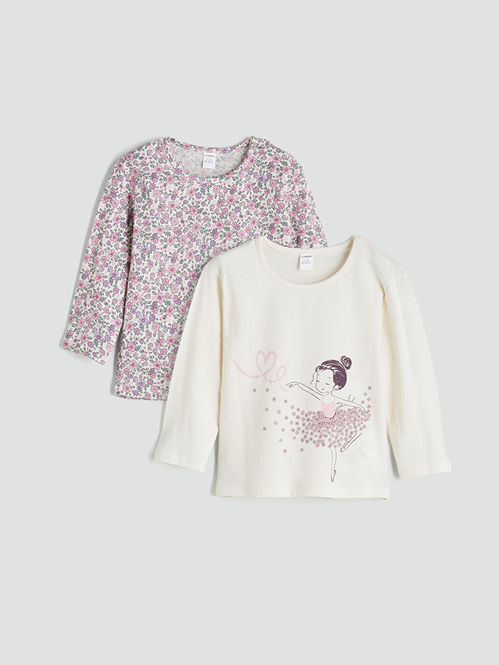 LCW Kids Crew Neck Printed Girls' T-Shirt 2 Pack -W56824Z1-FRC