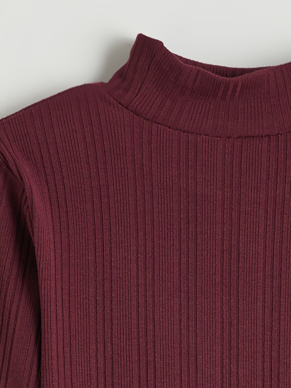 Mürdüm Balıkçı Yaka Kız Çocuk Triko Kazak-1