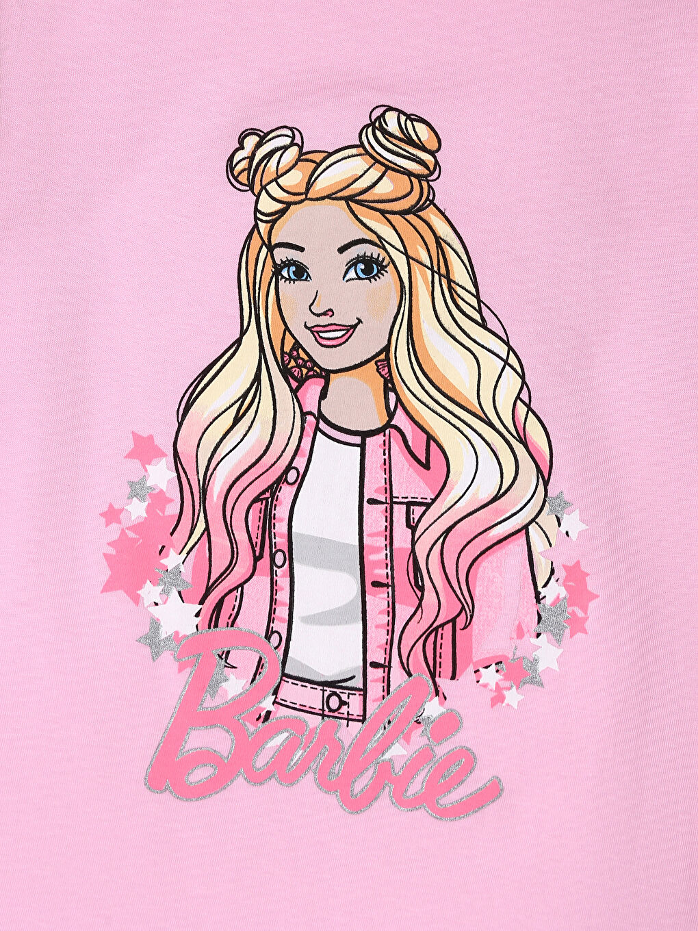 Crew Neck Barbie Printed Girls' Pyjama Set-3