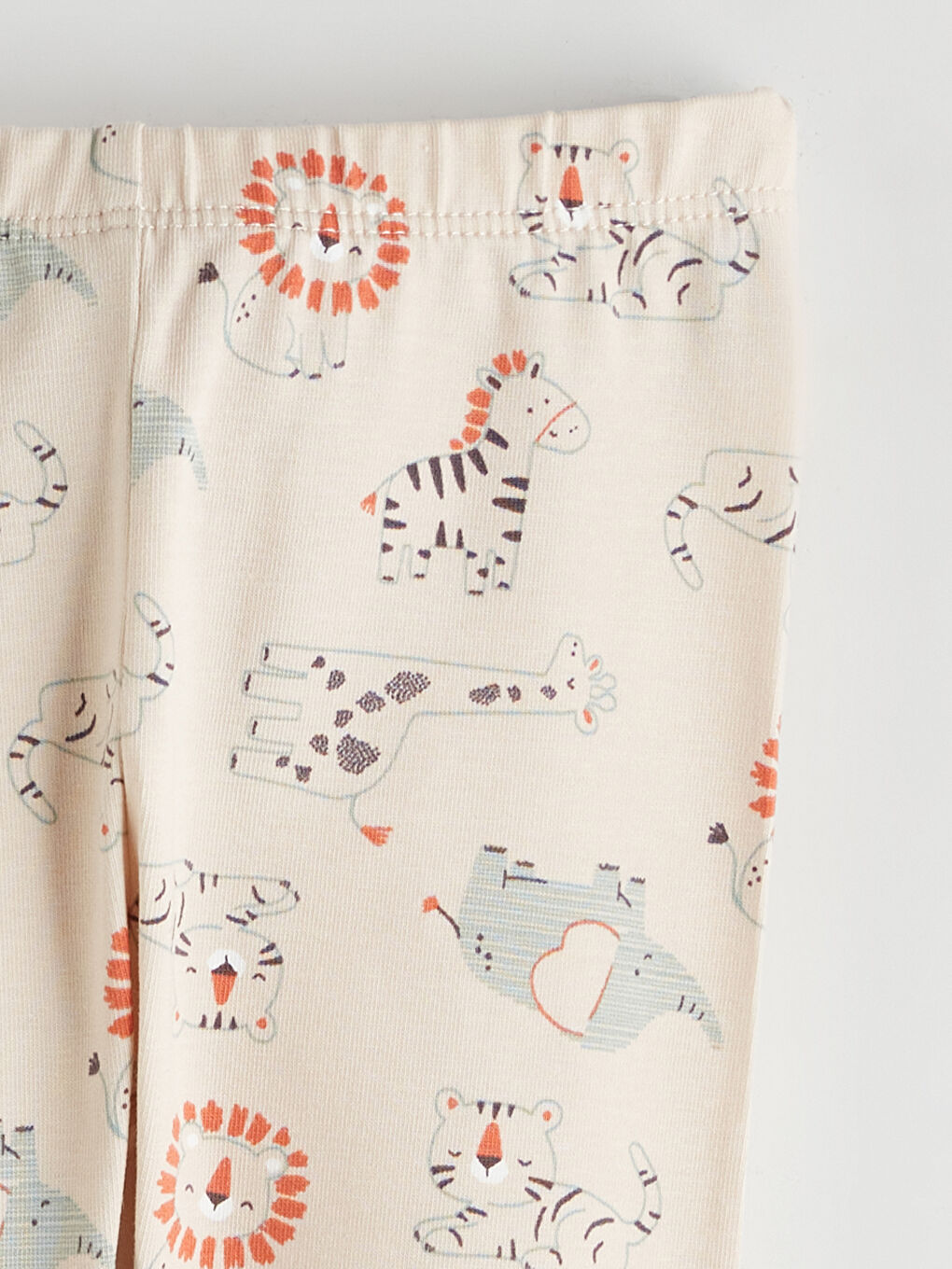 Bej Bisiklet Yaka Baskılı Kız Bebek Pijama Takımı-6