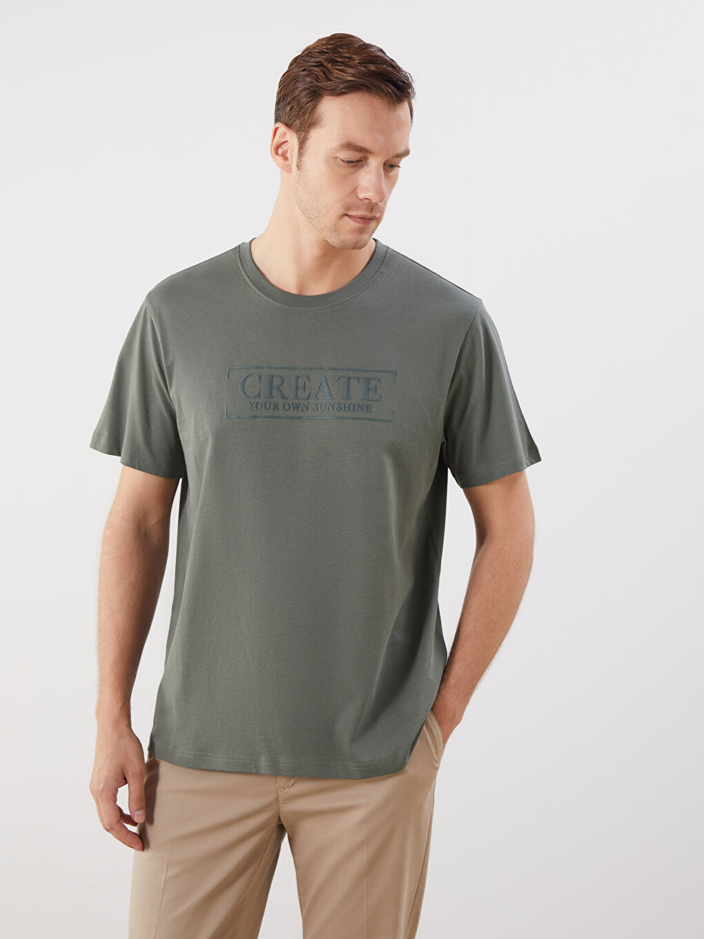 Crew Neck Short Sleeve Printed Combed Cotton Men's T-shirt-1