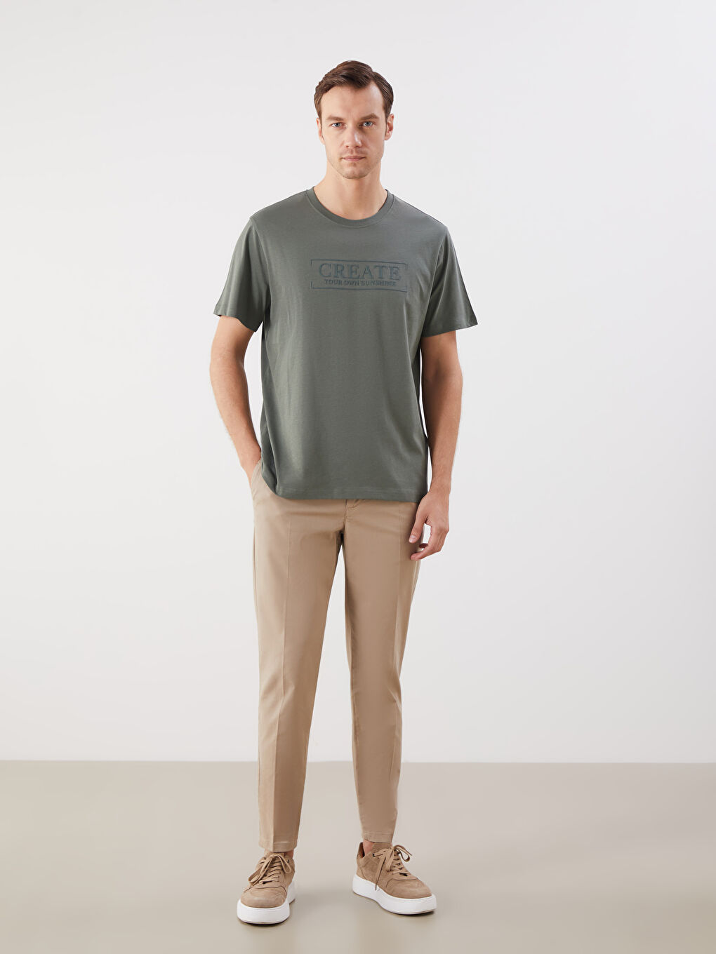 Crew Neck Short Sleeve Printed Combed Cotton Men's T-shirt-2