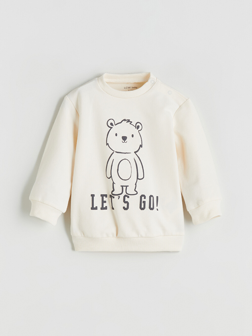 Bej Baskılı Erkek Bebek Sweatshirt