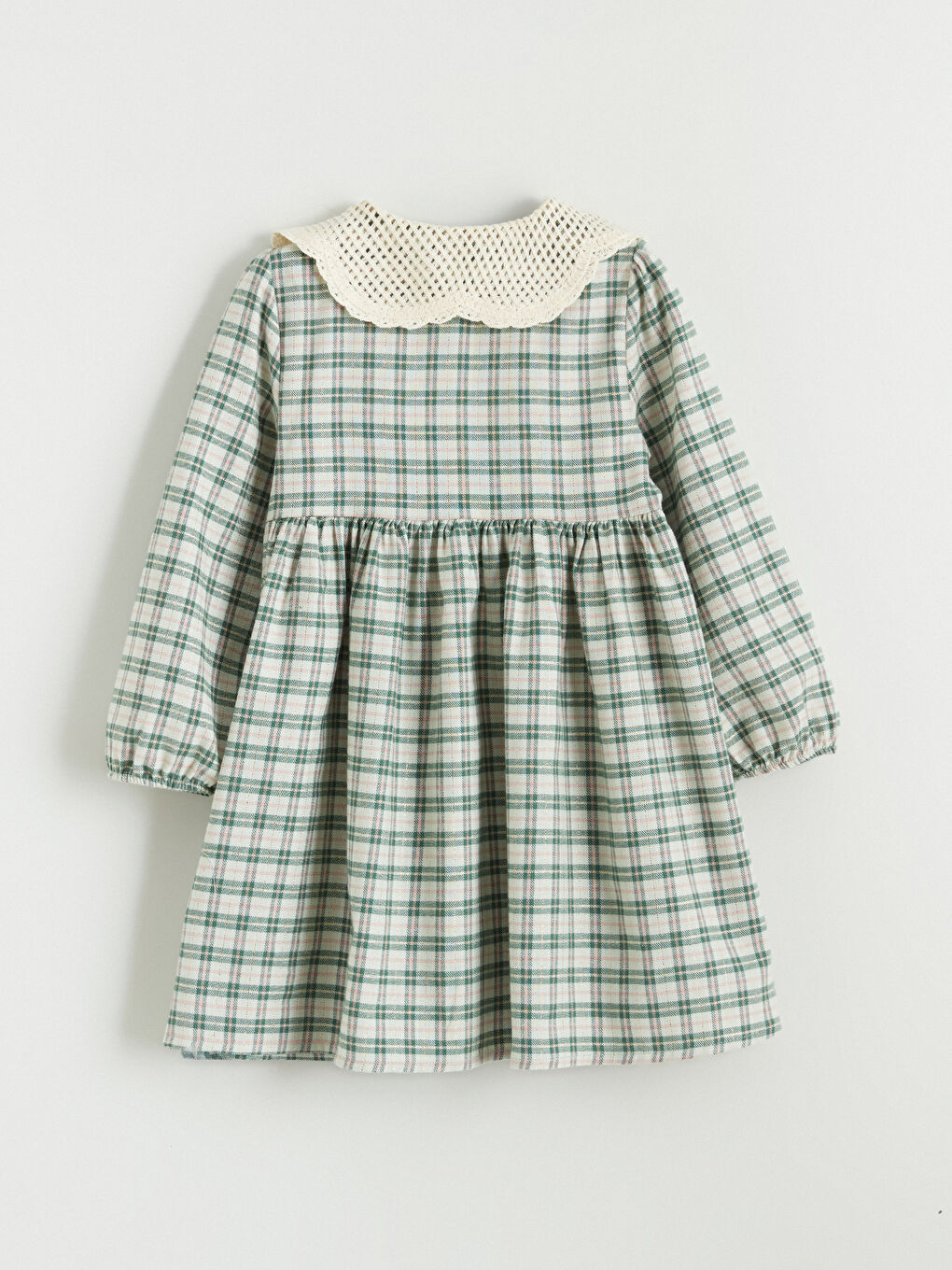 Peter Pan Collar Plaid Pattern Flannel Girls' Dress-2