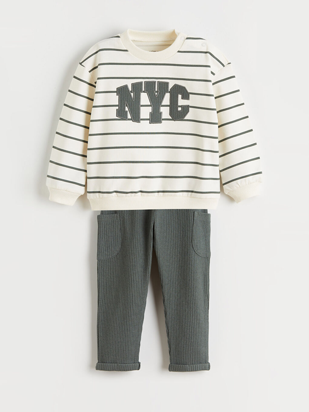 Nakışlı Erkek Bebek Sweatshirt ve Pantolon 2'li