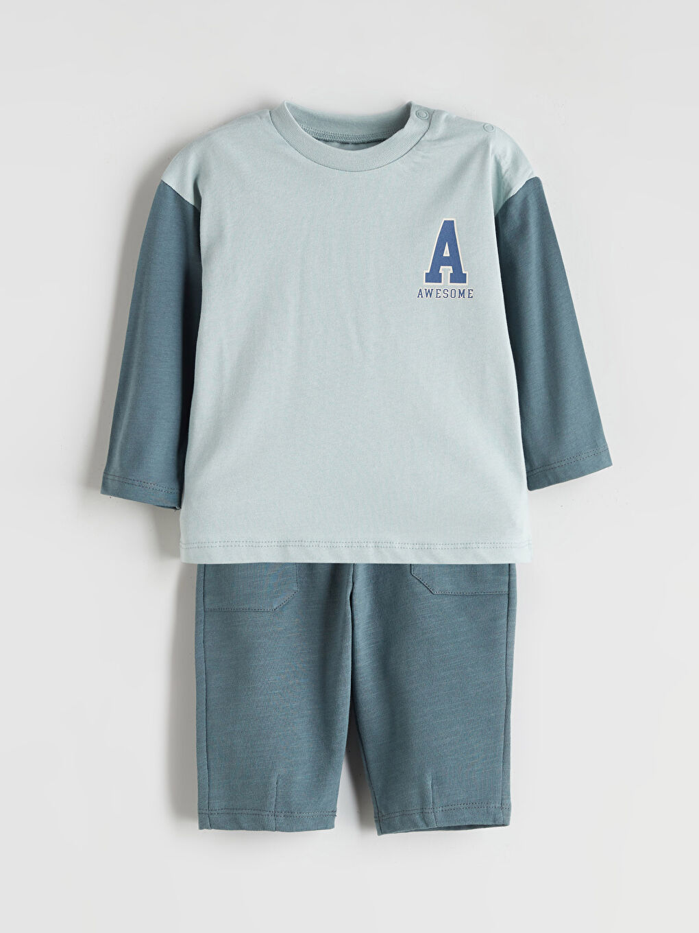 LCW baby Crew Neck Baby Boys T-Shirt and Pants 2 Pack -W56908Z1-V7D