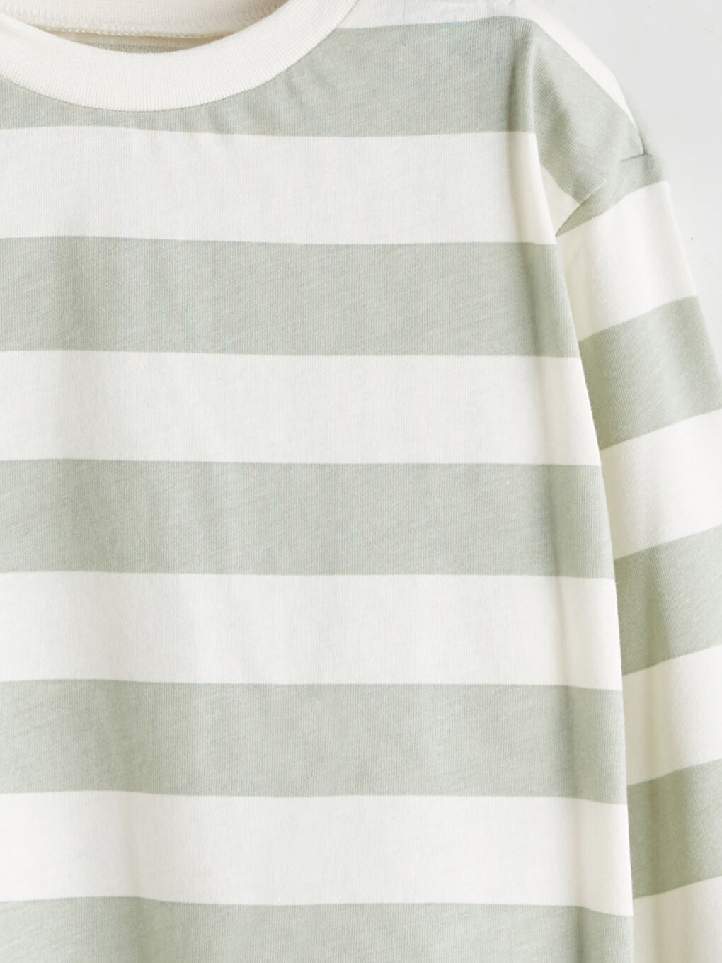 Ekru Bisiklet Yaka Çizgili Erkek Bebek Tişört-1