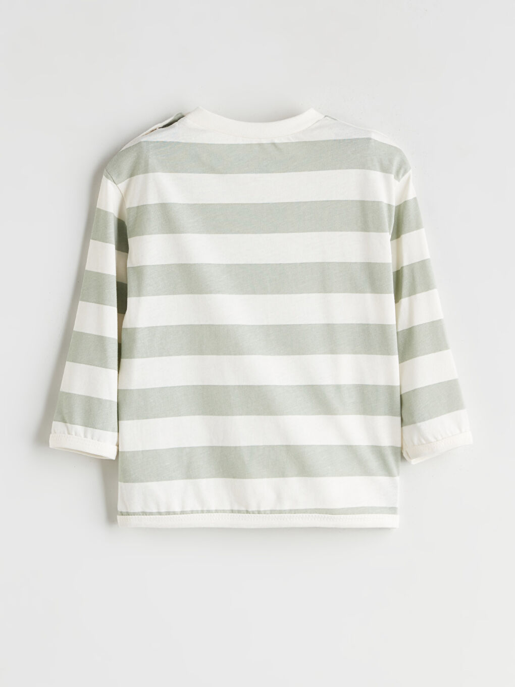 Ekru Bisiklet Yaka Çizgili Erkek Bebek Tişört-2